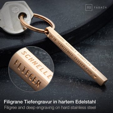 FABACH Schlüsselanhänger Cuboid aus Edelstahl - Fahre nie schneller als deine Schutzengel