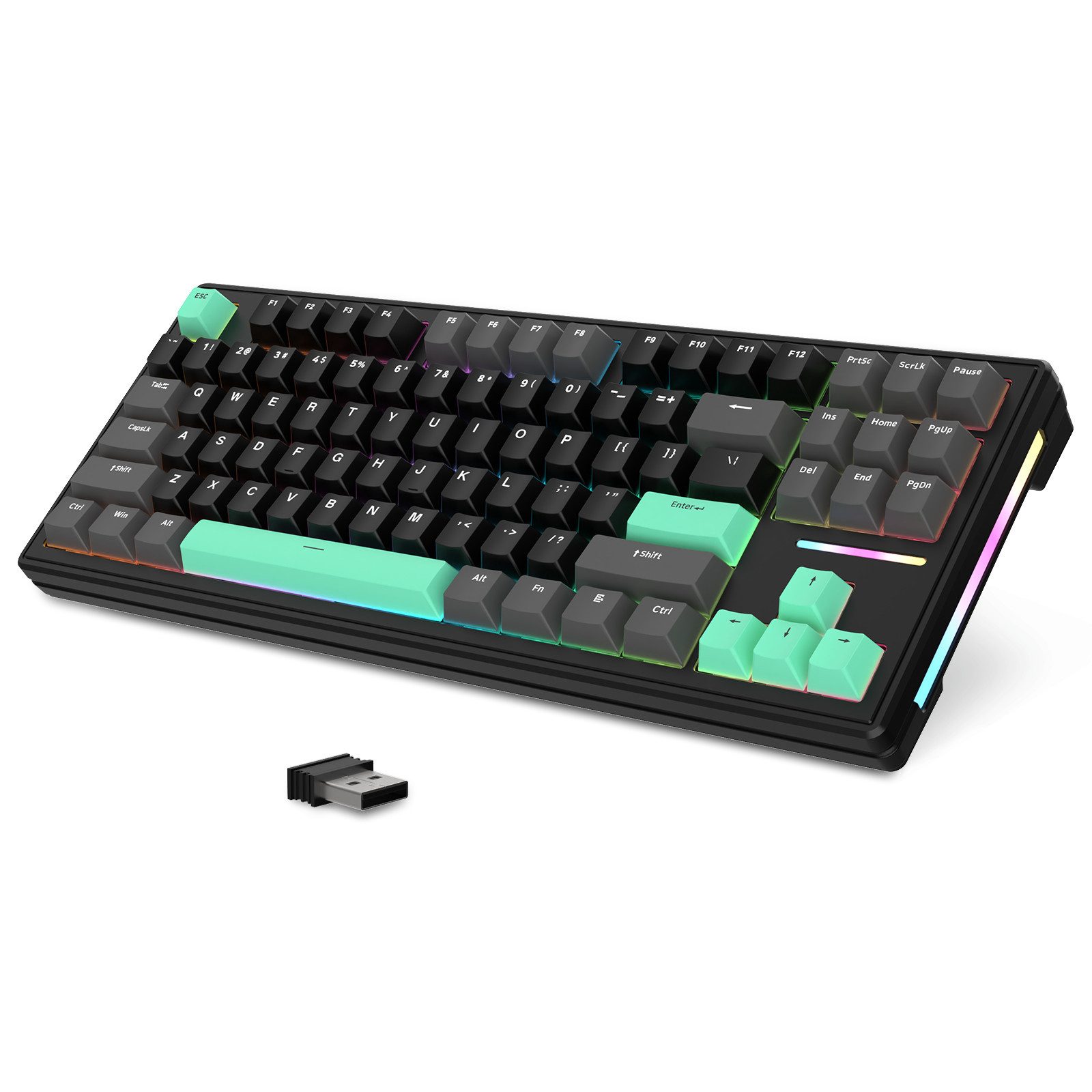 ATTACK SHARK M87 80% Kabellose Gaming-Tastatur, 27 RGB, TKL,Hot-Swap-Linearschalter Gaming-Tastatur (PBT-Tastenkappe,Anti-Ghosting)