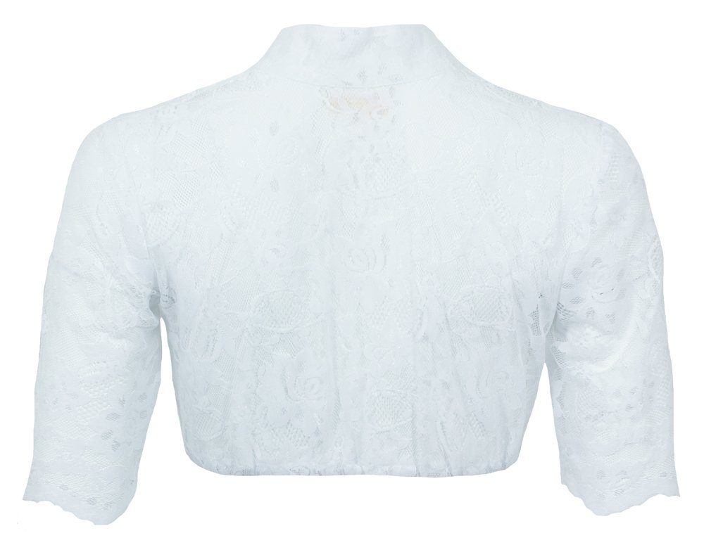 Die Weiß - Marcel mit "Ylvie" Bluse Dirndlbluse Damen Stehkragen Spitzen Halbarm Bluse Pierre 7339