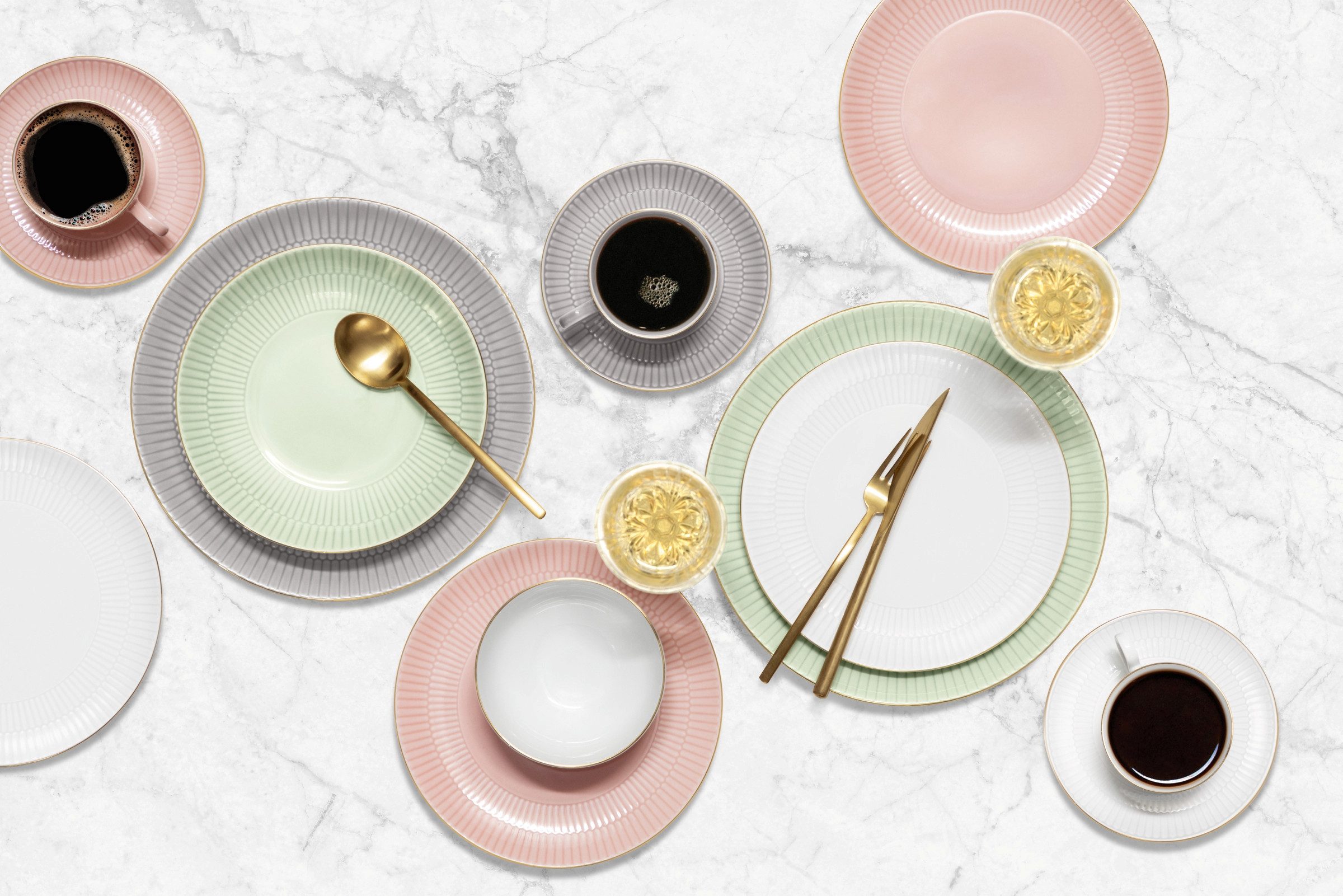 Seltmann Weiden Teeservice Geschirr-Set, 18 Teile, Amina, klein (18-tlg), 6 Personen, Porzellan, Tassen, Untertassen, Teller, Made in Germany, 18 Teile, für 6 Personen