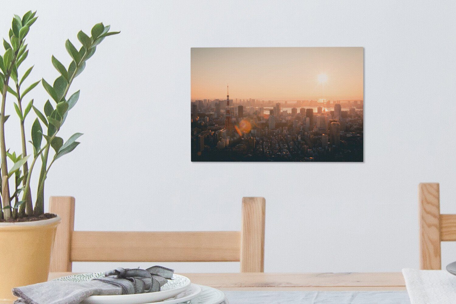(1 Leinwandbild Sonnenaufgang, 30x20 bei cm Wandbild Wanddeko, OneMillionCanvasses® Tokio Aufhängefertig, Leinwandbilder, St),