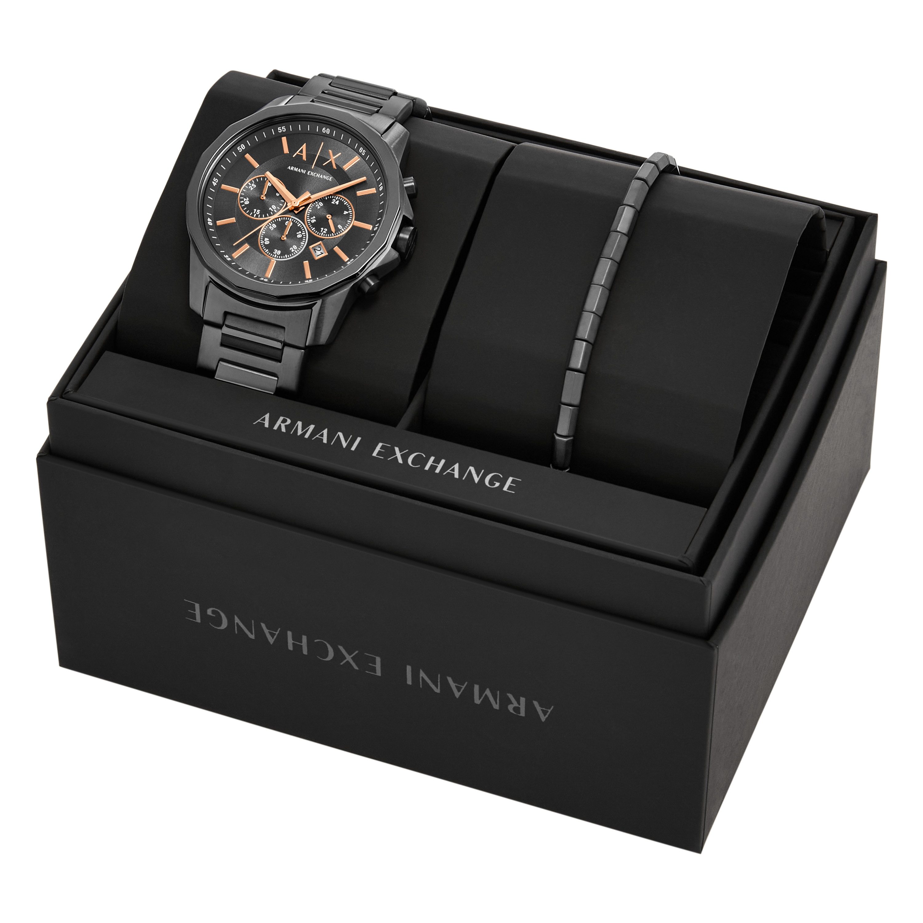 ARMANI EXCHANGE Chronograph AX7170SET, (Set, 2-tlg., mit Armband), Quarzuhr, Armbanduhr, Herrenuhr, Edelstahlarmband