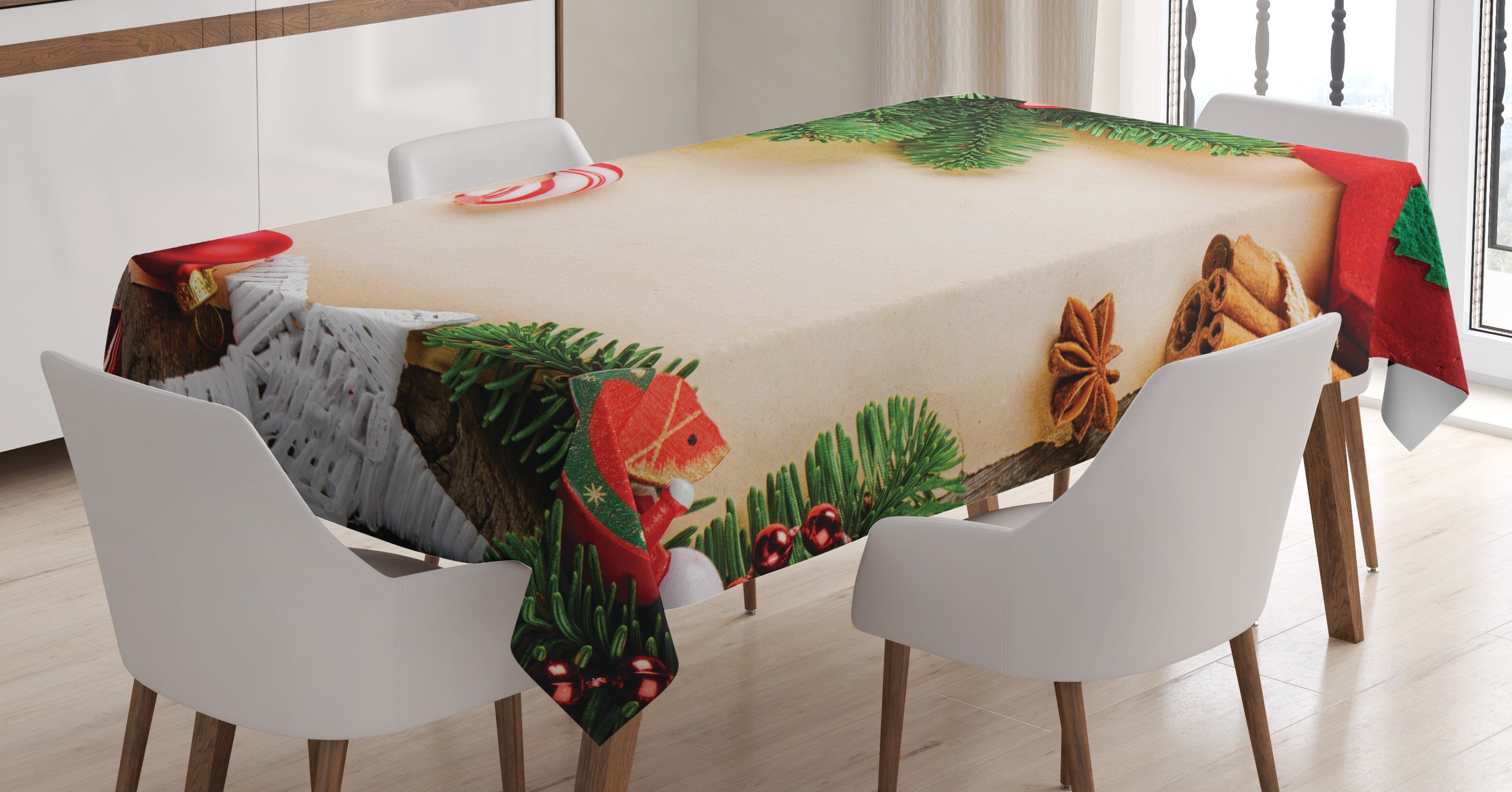 Abakuhaus Tischdecke Farbfest Waschbar Für den Außen Bereich geeignet Klare Farben, Weihnachten Cinnamon Candy Cane | Tischdecken