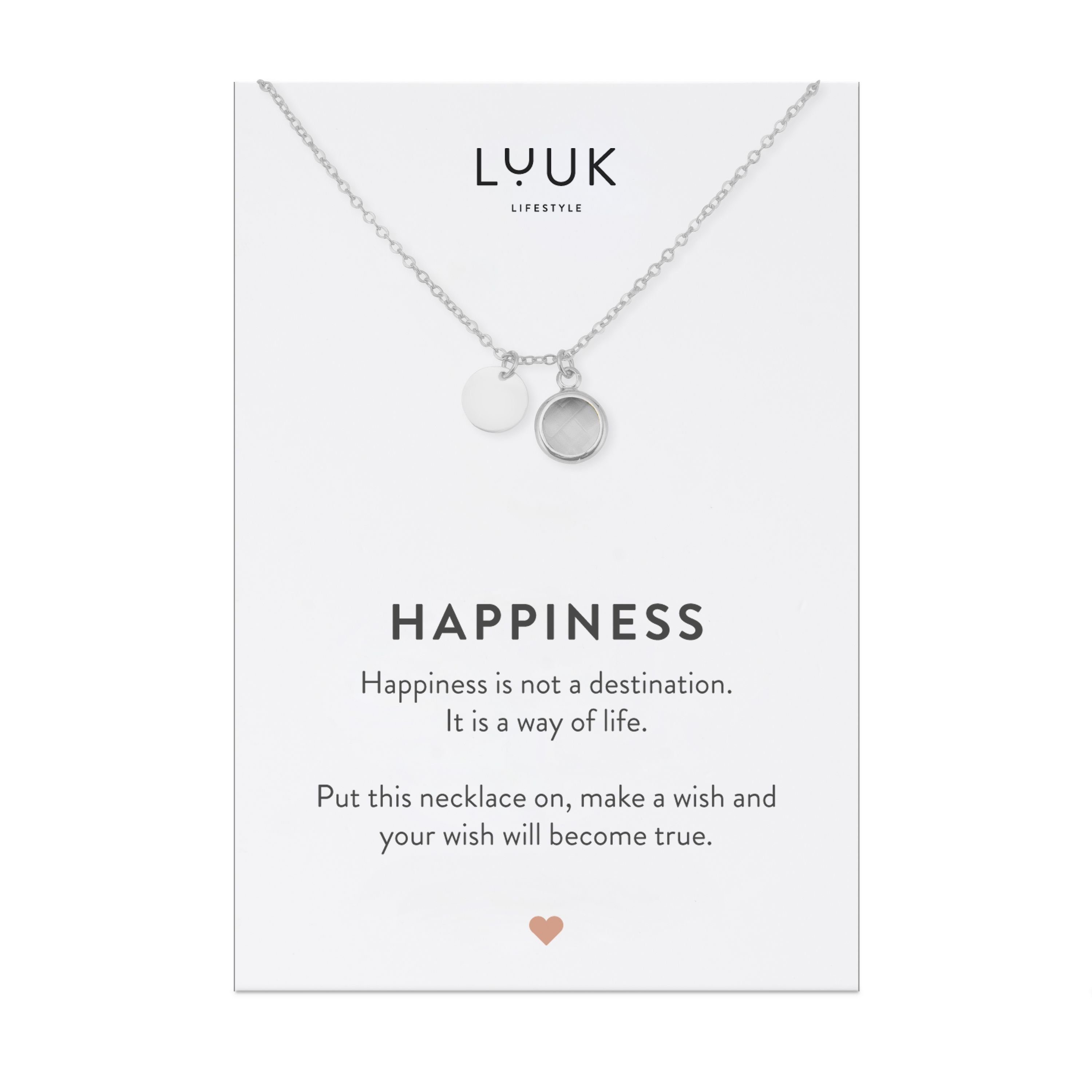 LUUK LIFESTYLE Kette mit Anhänger weißer Kristall, Anhänger in Silber & Gold – persönliche Geschenkidee