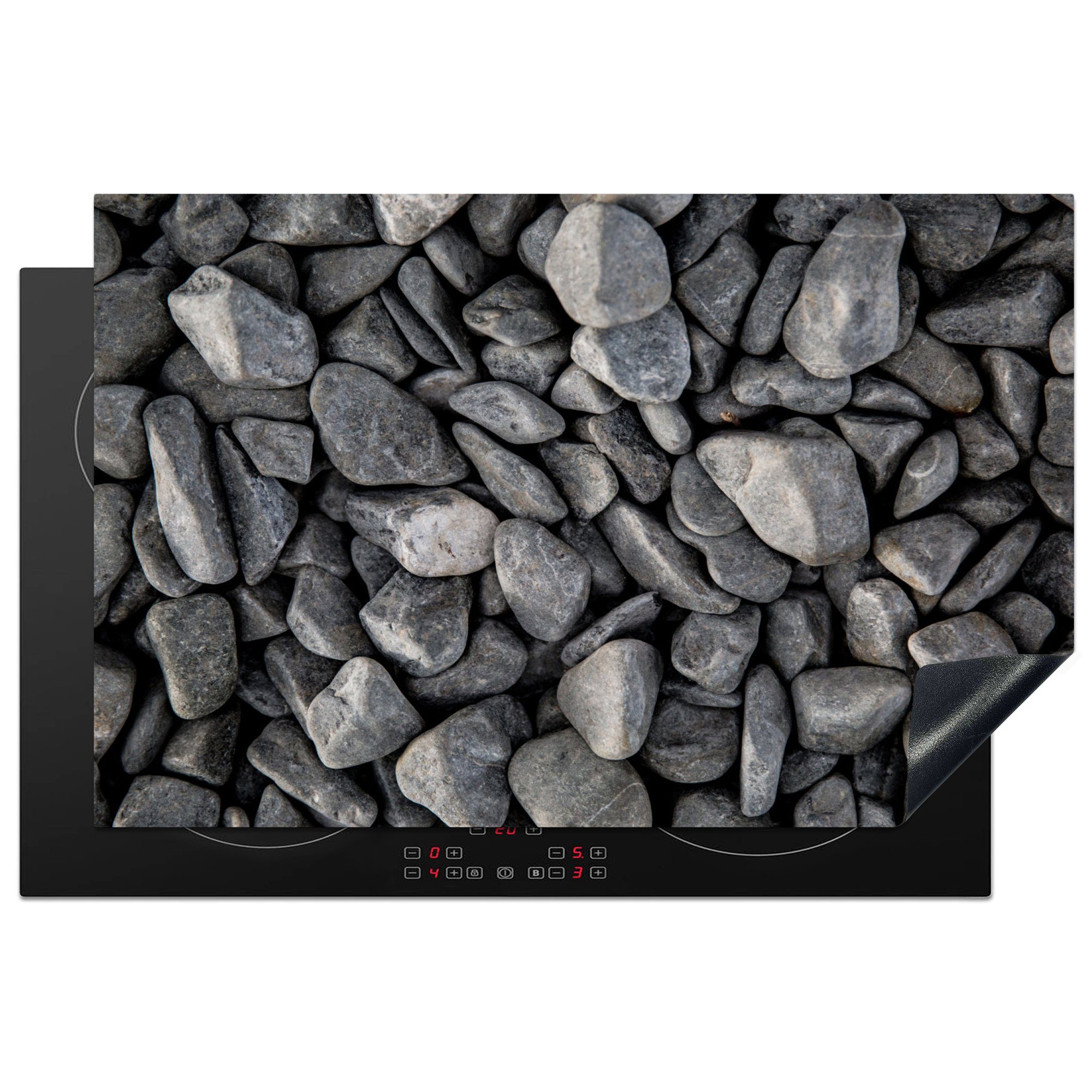 MuchoWow Herdblende-/Abdeckplatte Natur - Grau - Kies, Vinyl, (1 tlg), 81x52 cm, Induktionskochfeld Schutz für die küche, Ceranfeldabdeckung