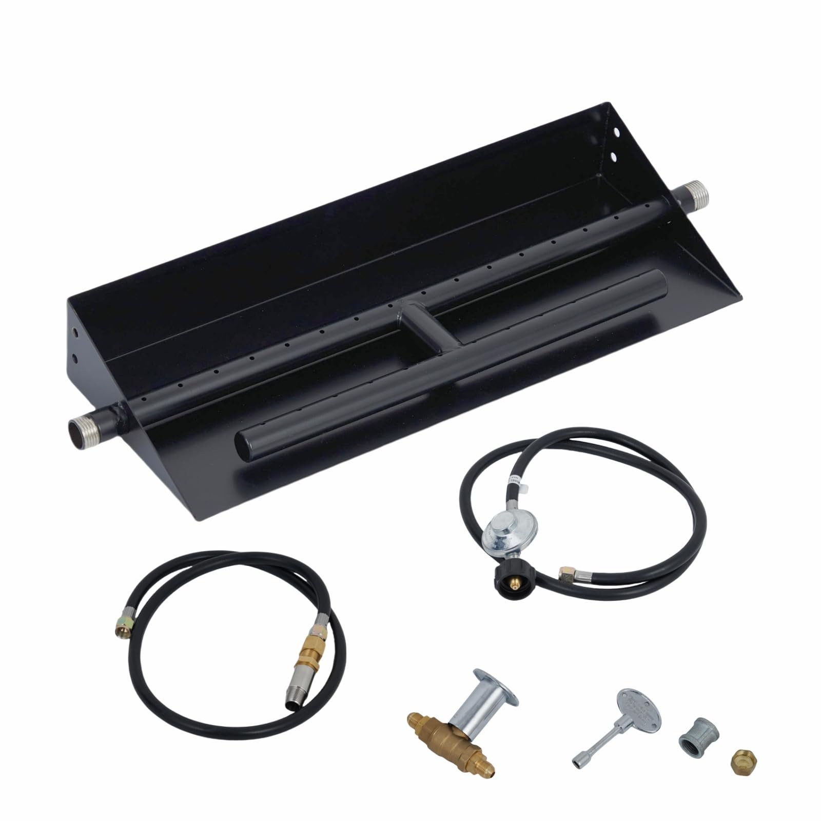 GarveeMore Elektrogrill Gas‑Feuerstellen‑Einsatz H‑Brenner 60000 BTU, Dual‑Fuel‑Stahlwanne, für DIY‑Terrassen‑Feuergruben‑Projekte, Feuergruben‑Bausatz Außen