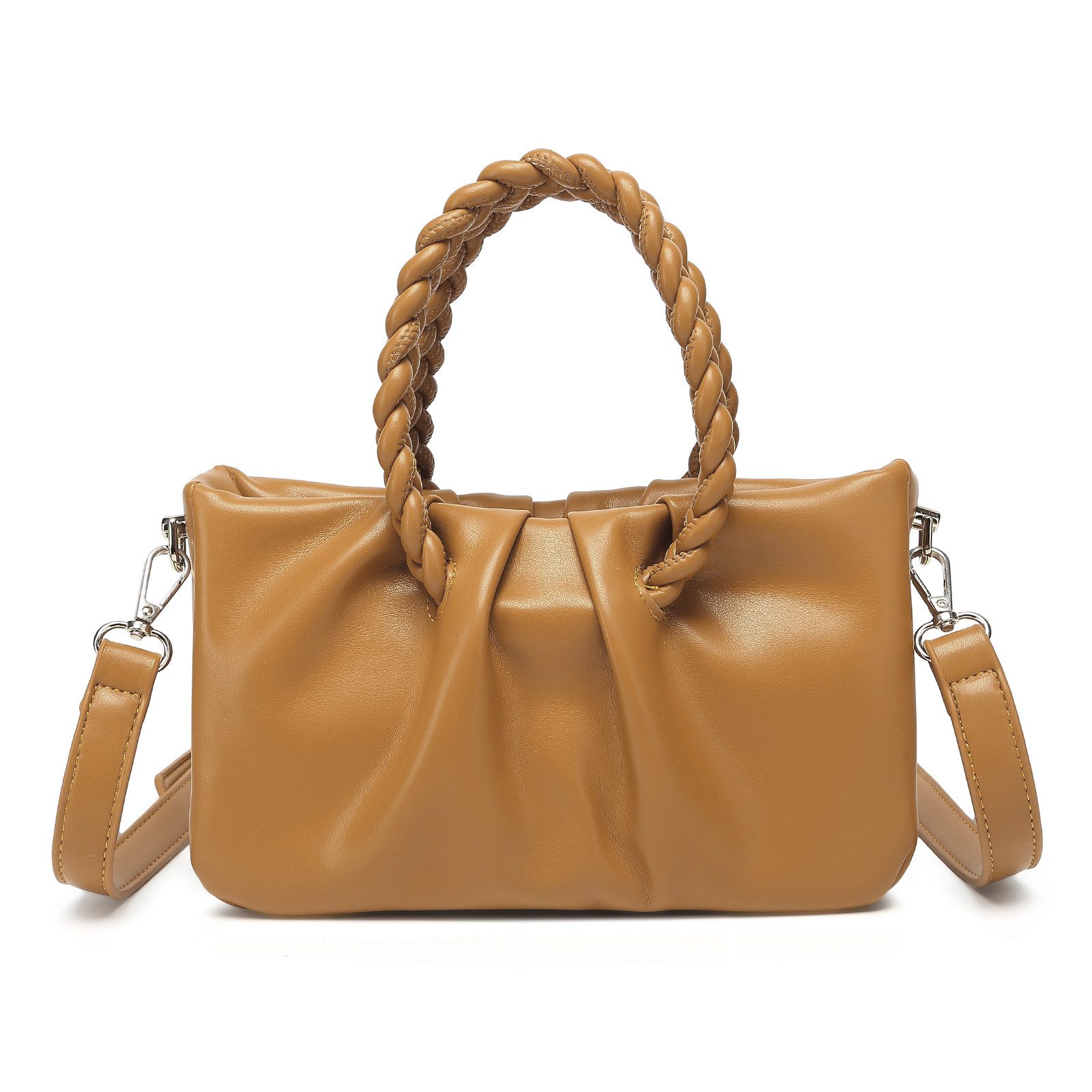 Miss Lulu Umhängetasche PU Leder Schultertasche – Klein, mit Schulterriemen & Flechthenkel