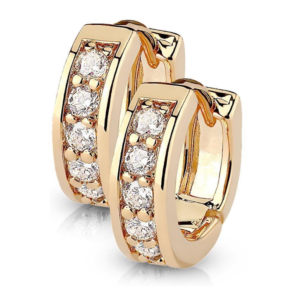 BUNGSA Creolen-Set rosegoldene Creolen Kristalle aus Edelstahl Damen (1 Paar (2 Stück), 2-tlg), Ohrschmuck Ohrringe