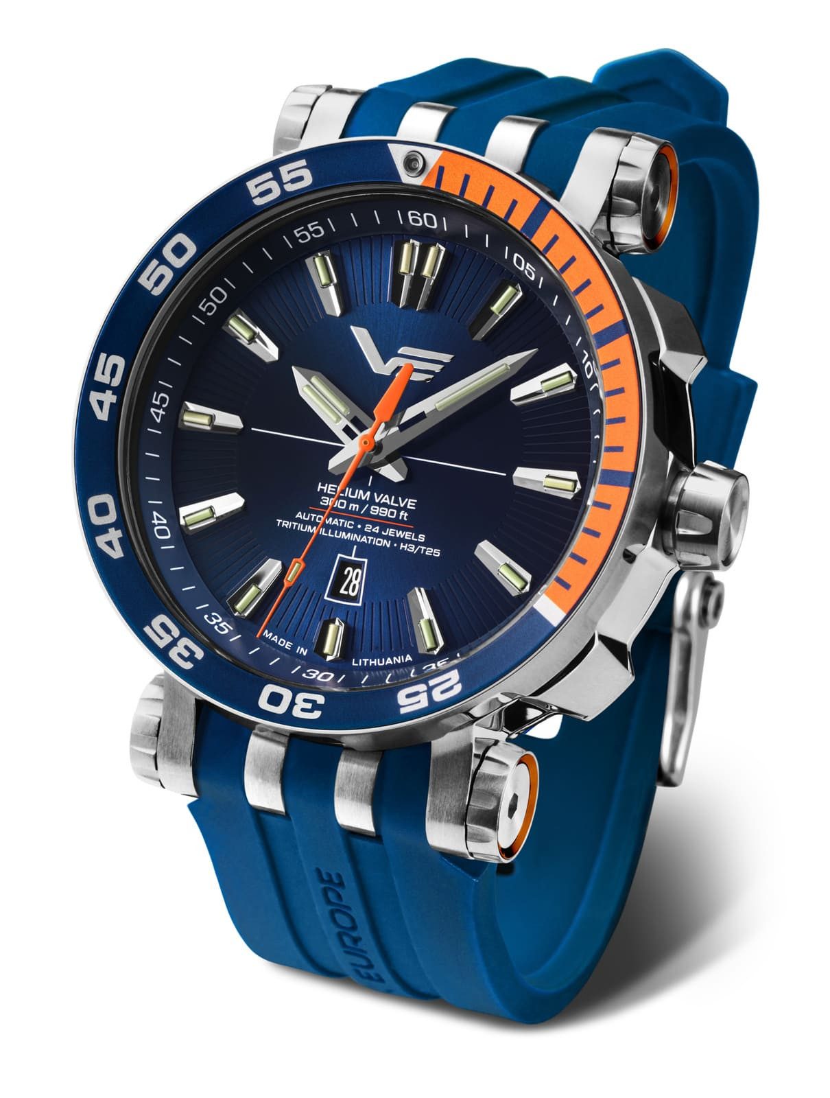 Vostok Europe Automatikuhr Energia Rocket, 48 mm, Edelstahlgehäuse, 575A715-L, 2 Bänder (Leder & Silikon), wasserdicht bis 30 ATM