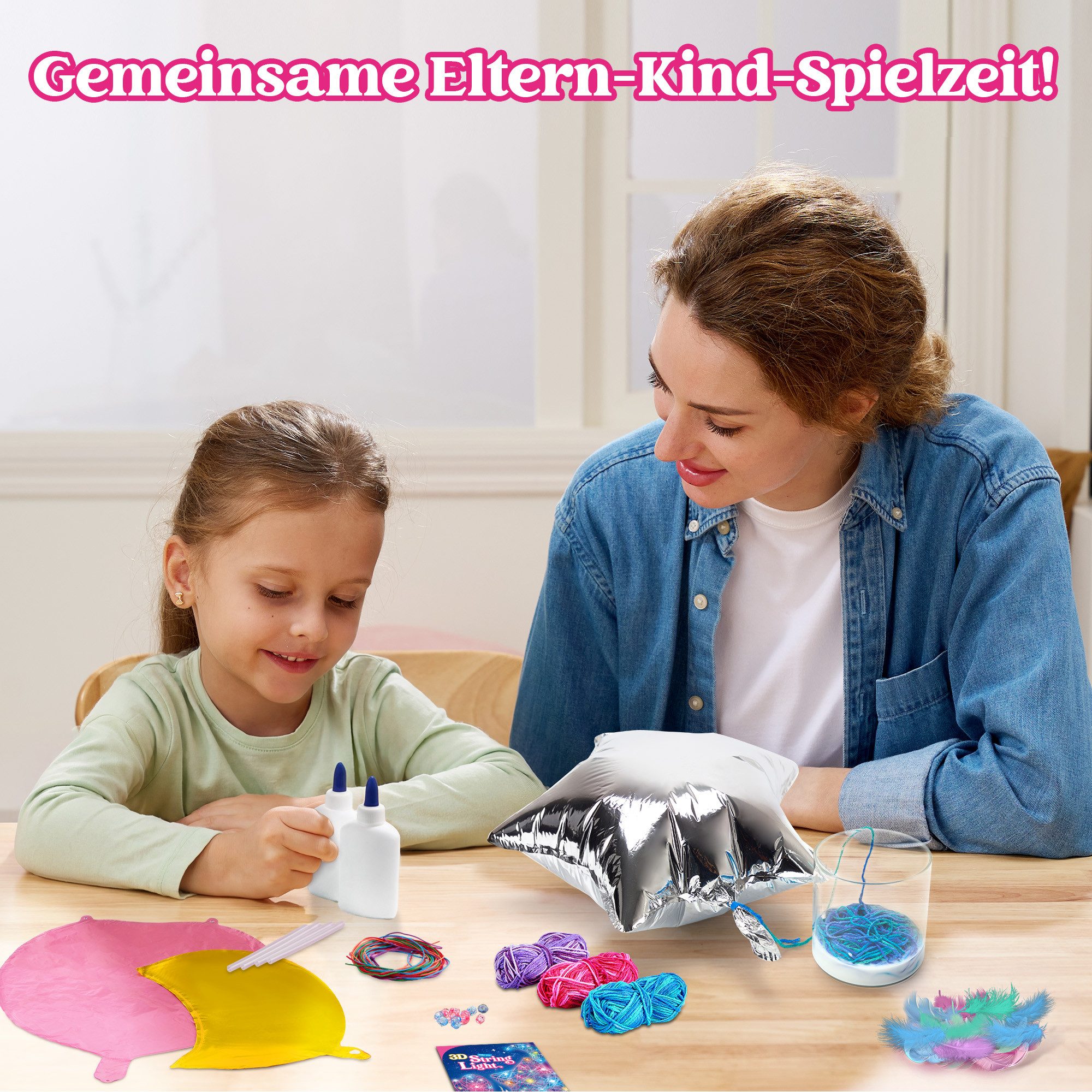 Klever Kits Klever Kits 3D-Fadenkunst-Set für Kinder,Kunsthandwerk für Kinder Bastelgarn, (30-St) – Bild 5 von 5