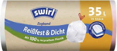 Swirl Müllbeutel Swirl® Zugband-Müllbeutel 35 L Reißfest & Dicht