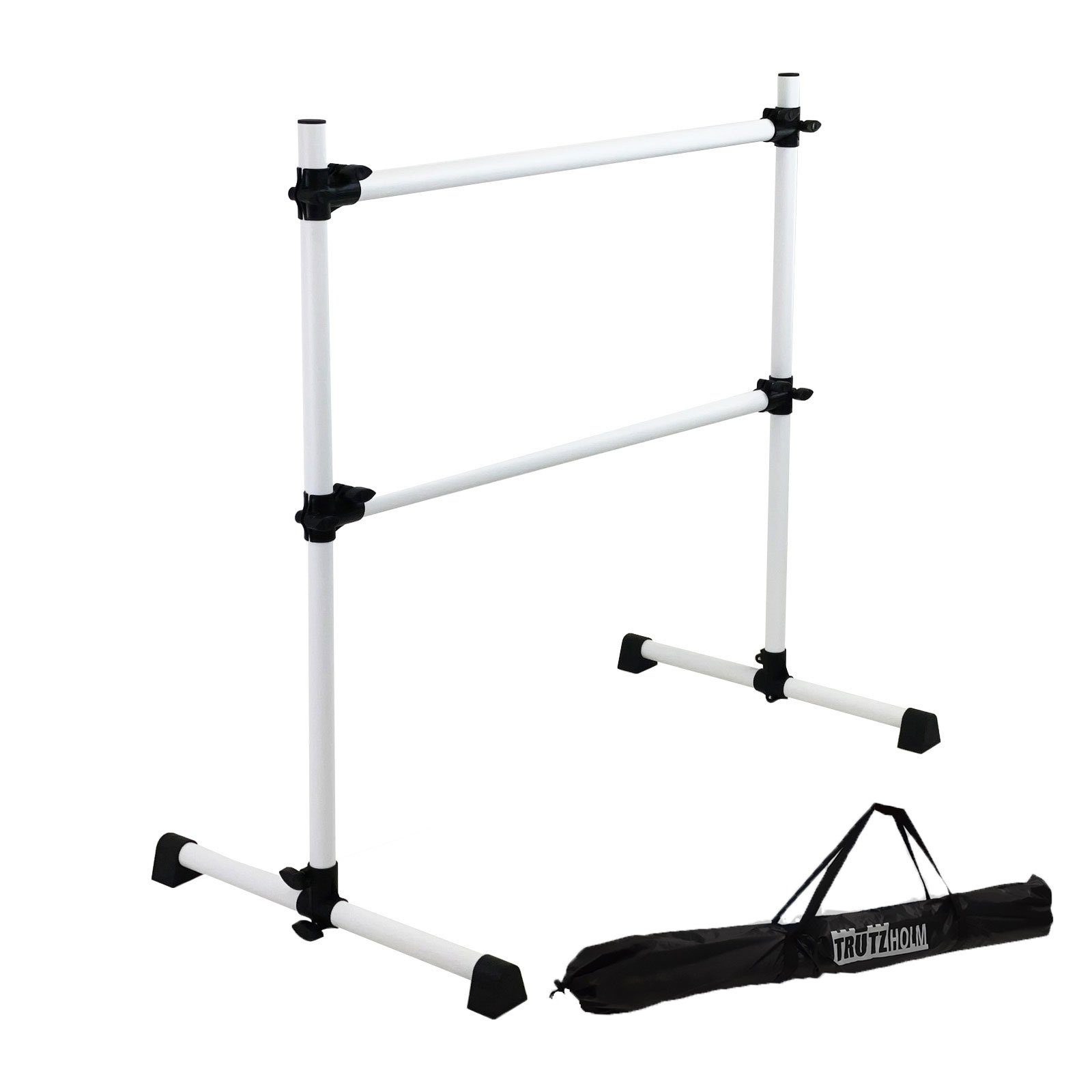 TRUTZHOLM Trainingsstation Ballettstange höhenverstellbar von 11-120 cm für zuhause 125cm breit, Stufenlos höhenverstellbar, freistehend