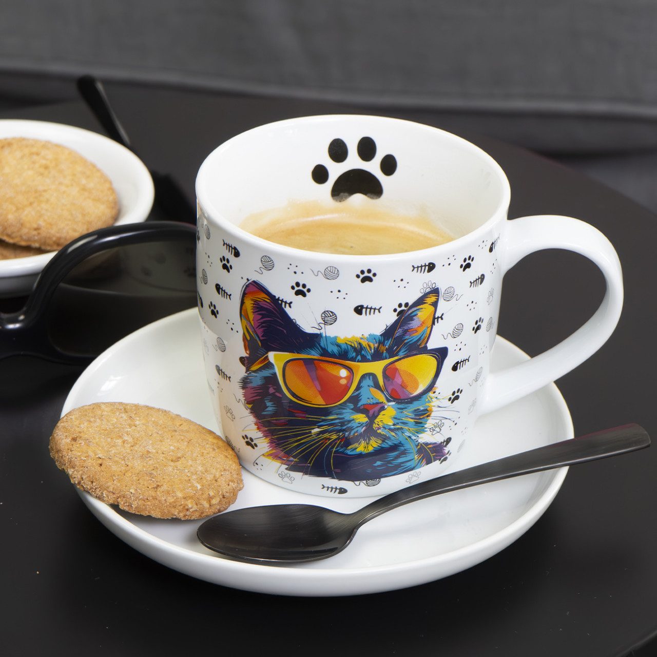 Geda Labels GmbH Tasse Cool Cat, 1-tlg., Porzellan, Weiß, 300ml, spülmaschinengeeignet