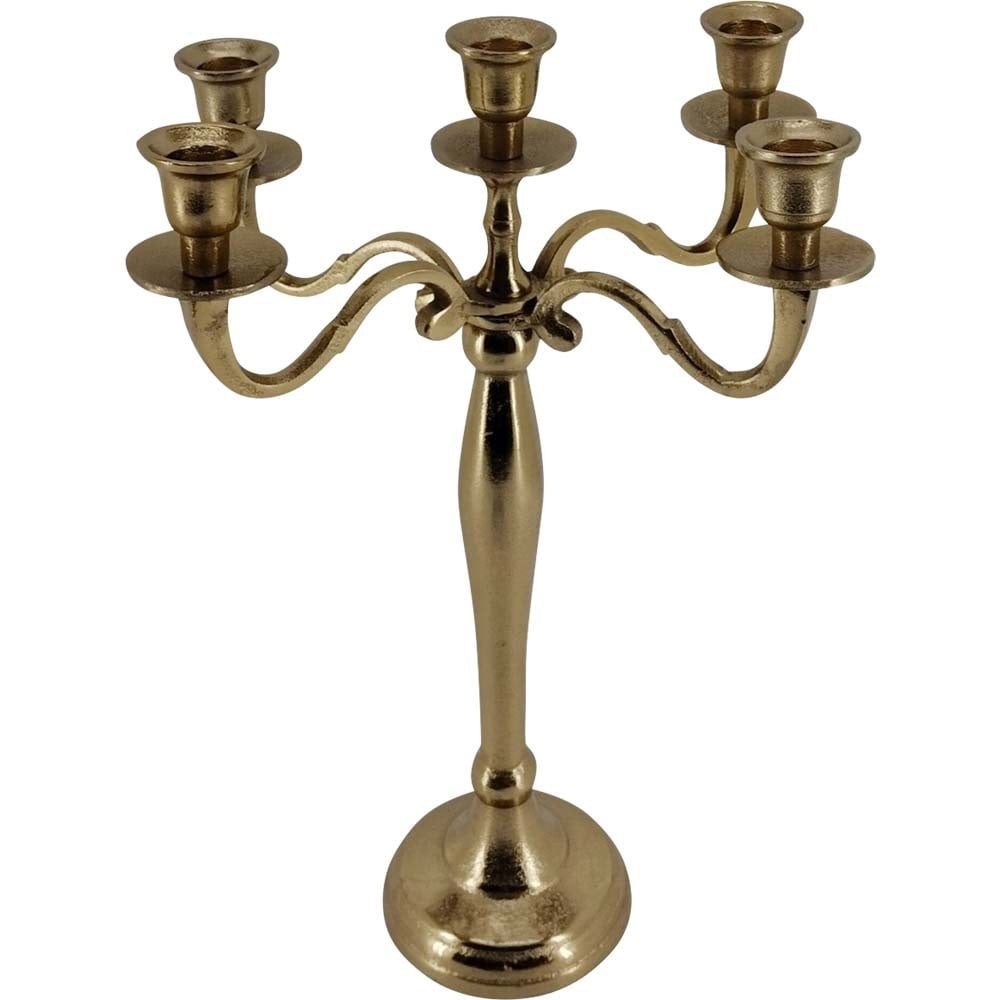 Lesli Living Kerzenständer edler Kerzenhalter Brush gold 40,5cm 5-armig