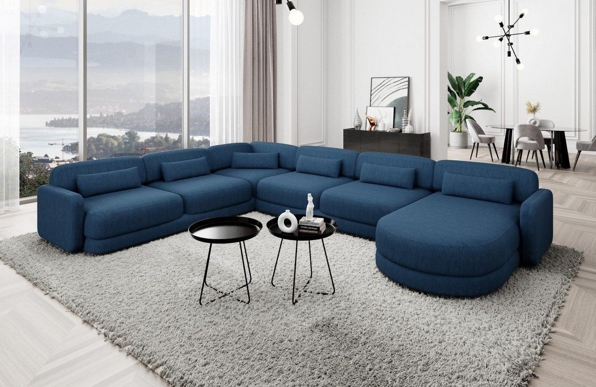 Wohnlandschaft Stoff Polstersofa Luxus Couch Stoffsofa Valencia XXL