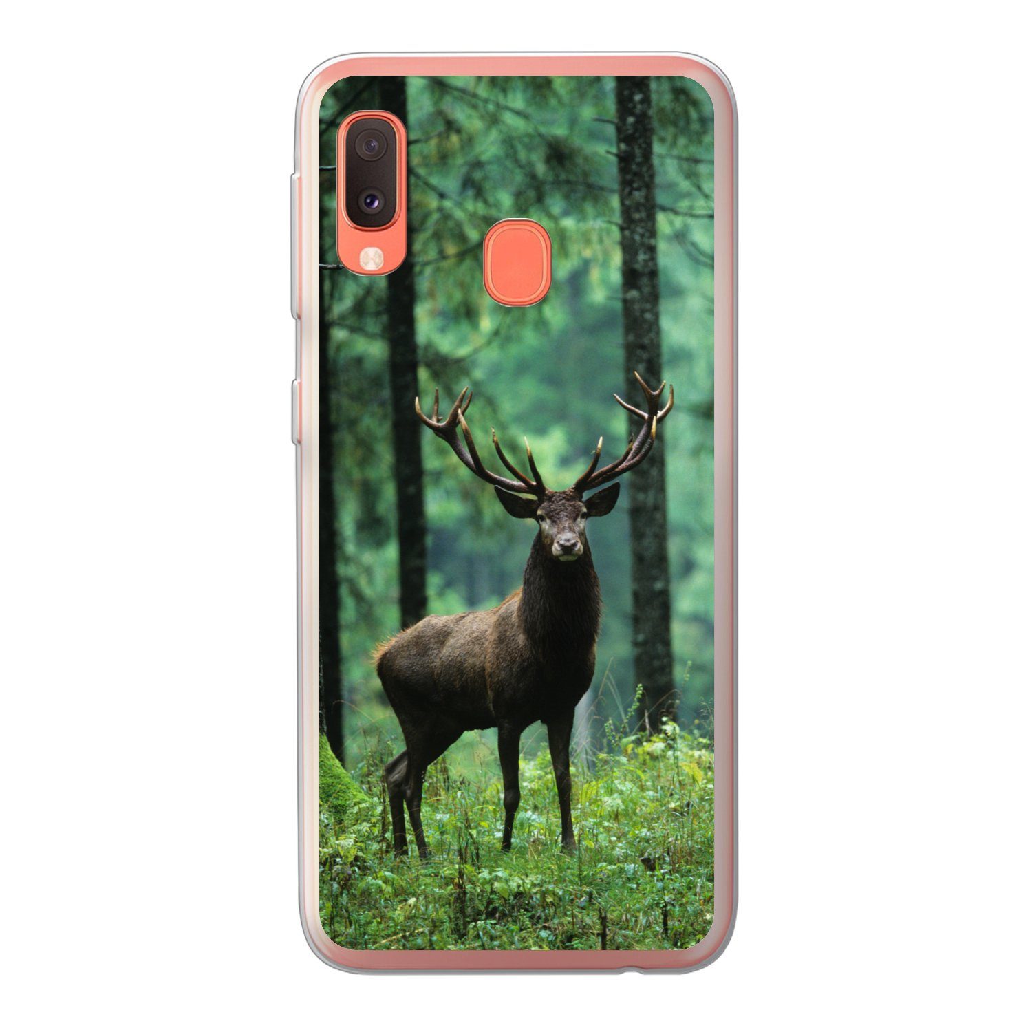 MuchoWow Handyhülle für Samsung Galaxy A20e Hirsche - Wald - Bäume - Tiere - Natur, Smartphone-Bumper, Print, Handy Schutzhülle Dünn