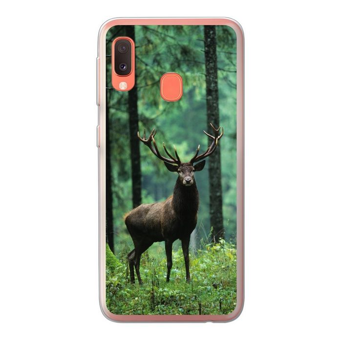 MuchoWow Handyhülle Hirsche - Wald - Bäume - Tiere - Natur Handyhülle Samsung Galaxy A20e Smartphone-Bumper Print Handy