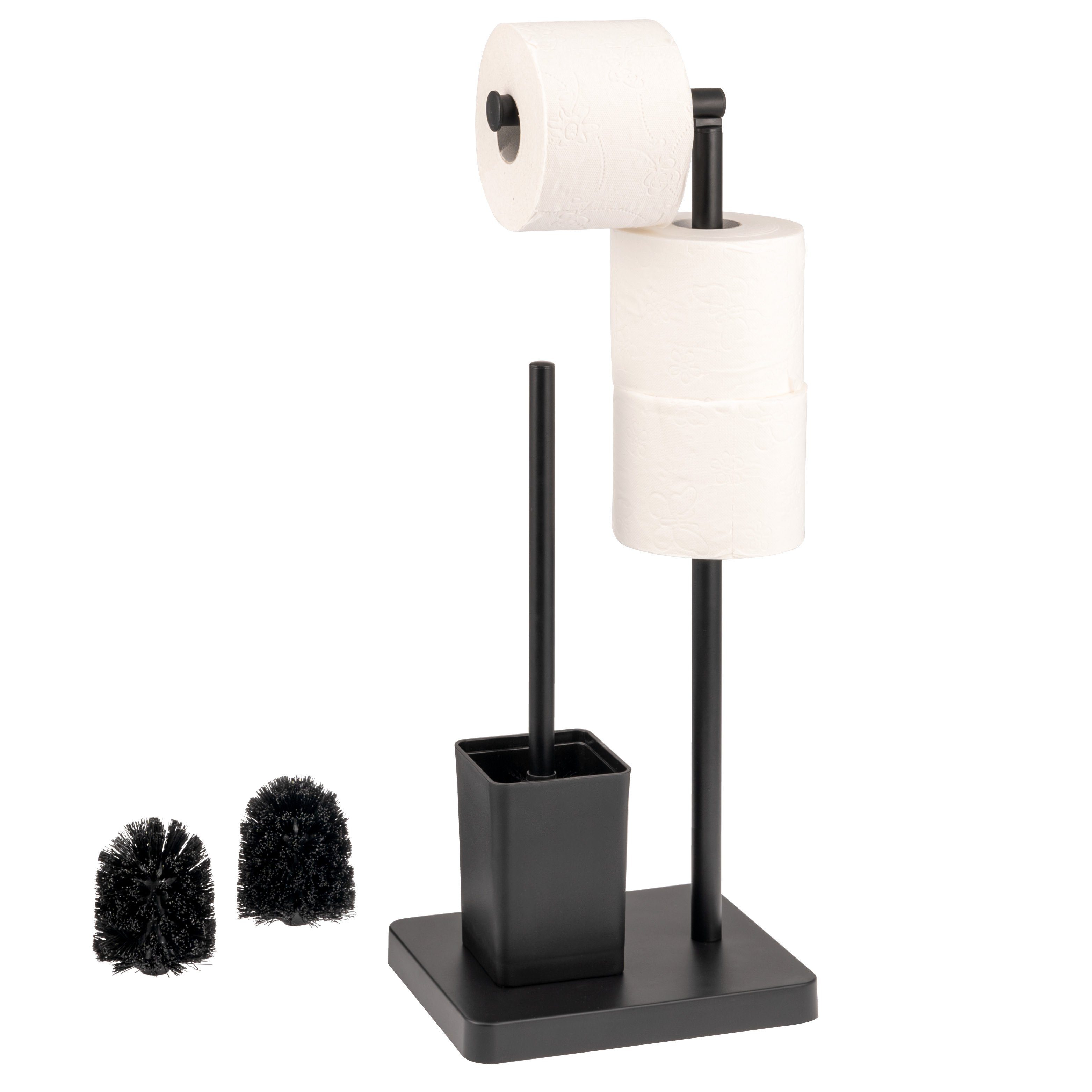 bremermann WC-Reinigungsbürste 3in1, WC-Bürste, (Ersatz)Rollenhalter, schwarz, Badezimmer, (Komplett-Set)