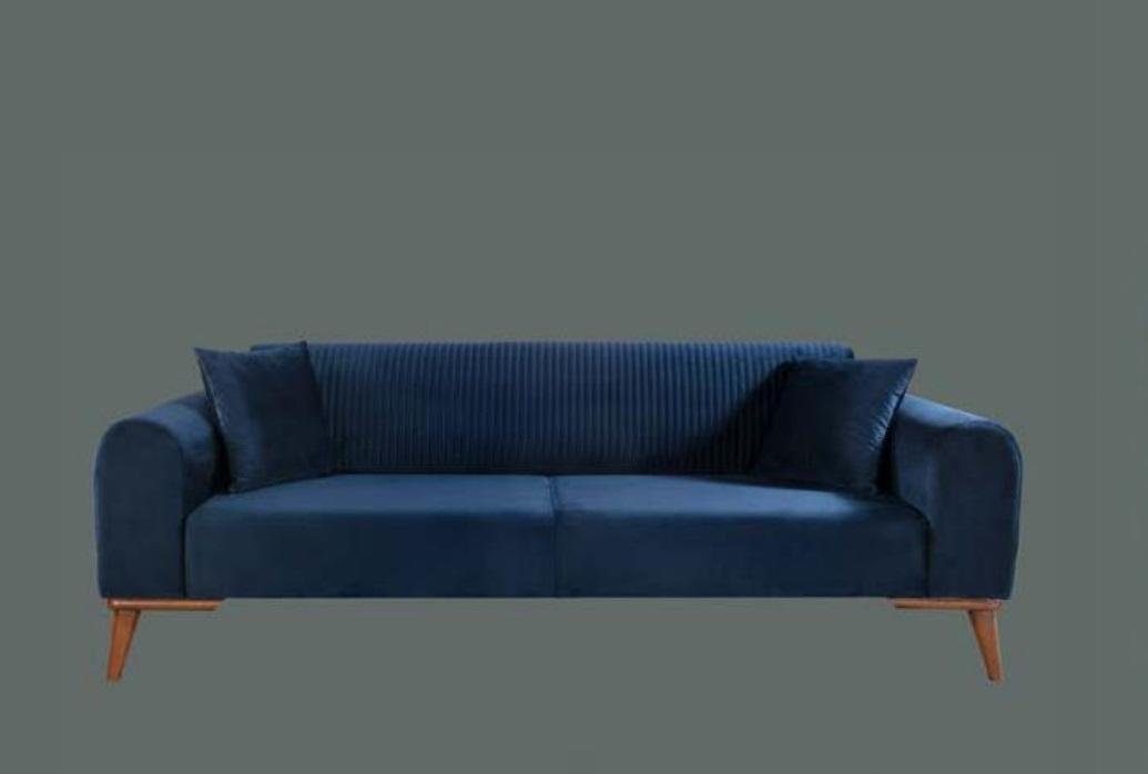 JVmoebel Sofa Luxus Europe Stoff Textil, Moderne Made Blau in Dreisitzer Couchen Couch Möbel Polster