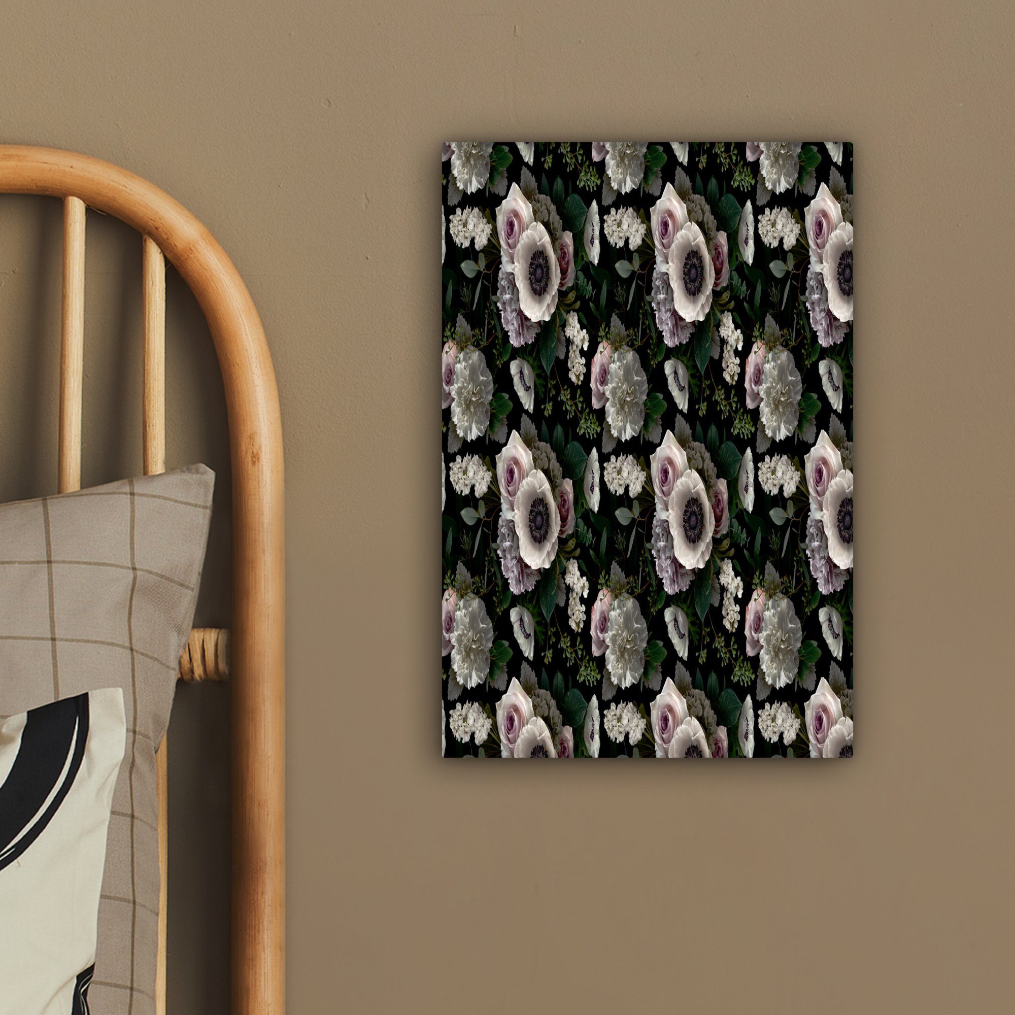 OneMillionCanvasses® Leinwandbild Blumen Leinwandbild - fertig cm - (1 inkl. St), 20x30 Anemone - bespannt Muster, Gemälde, Zackenaufhänger, Farben
