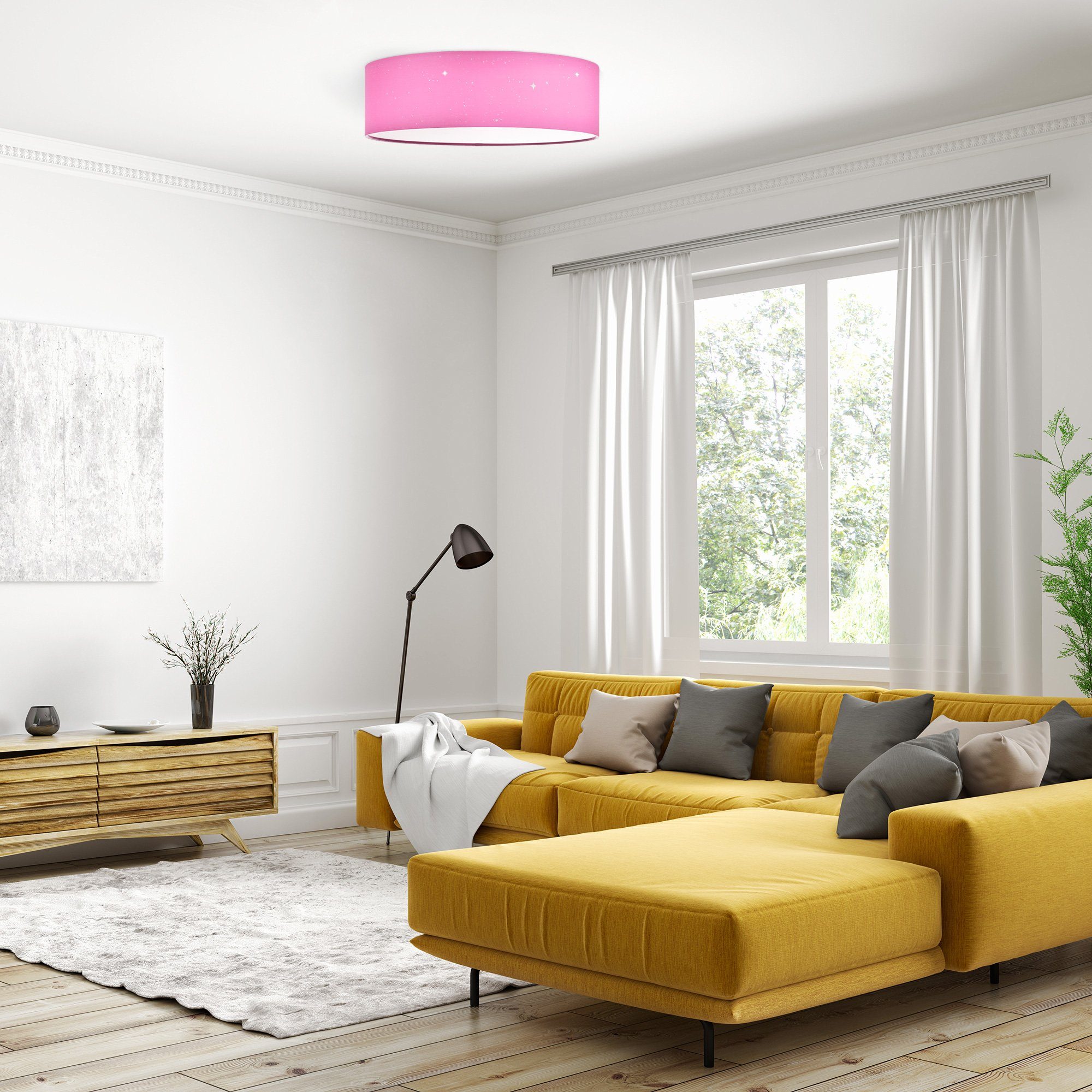 Navaris Deckenleuchten LED Deckenlampe rund mit Sterneneffekt, dimmbar, Ros günstig online kaufen