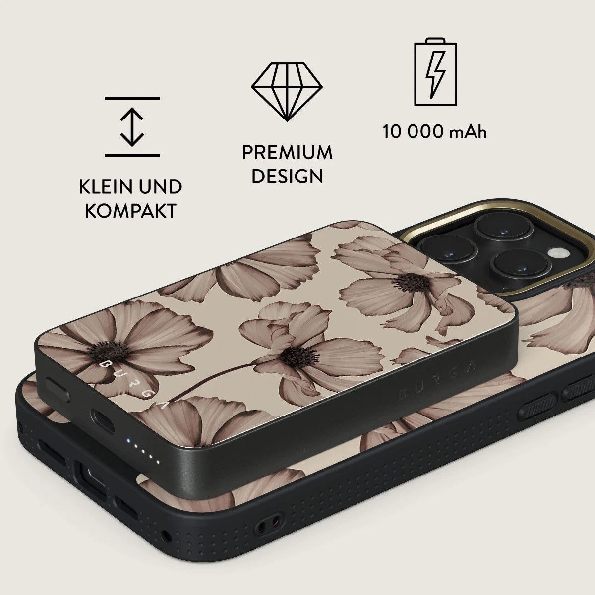 BURGA Barely Yours Magnetic Power Bank 5.000 m/Ah gunmetal Powerbank 5000 mAh