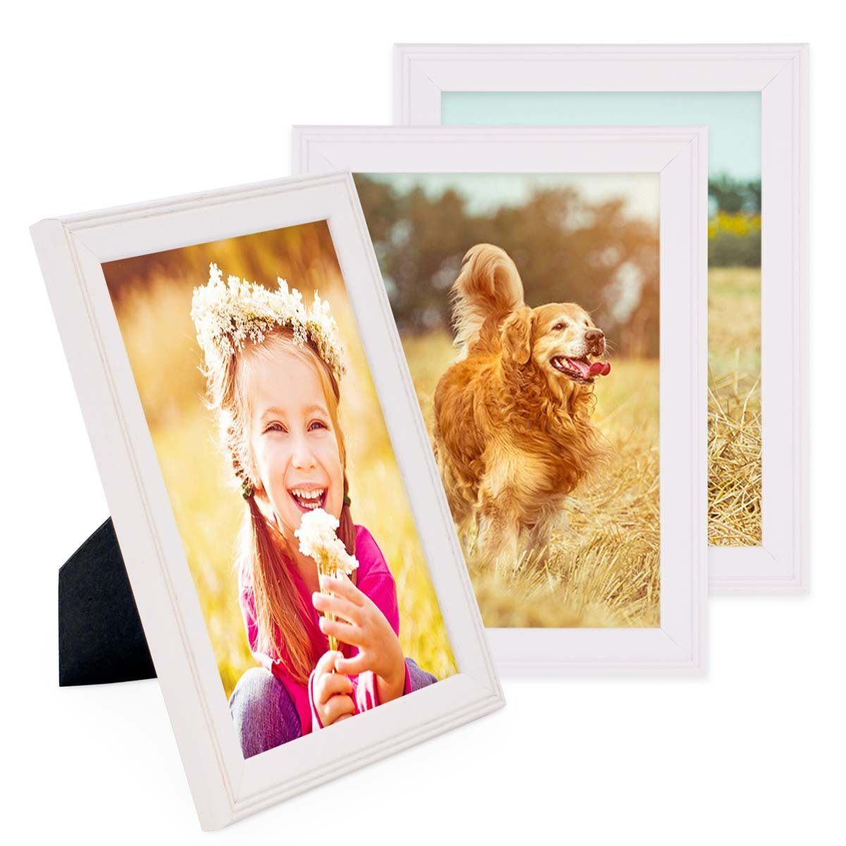 PHOTOLINI Bilderrahmen 3er Set im Landhaus-Stil günstig online kaufen