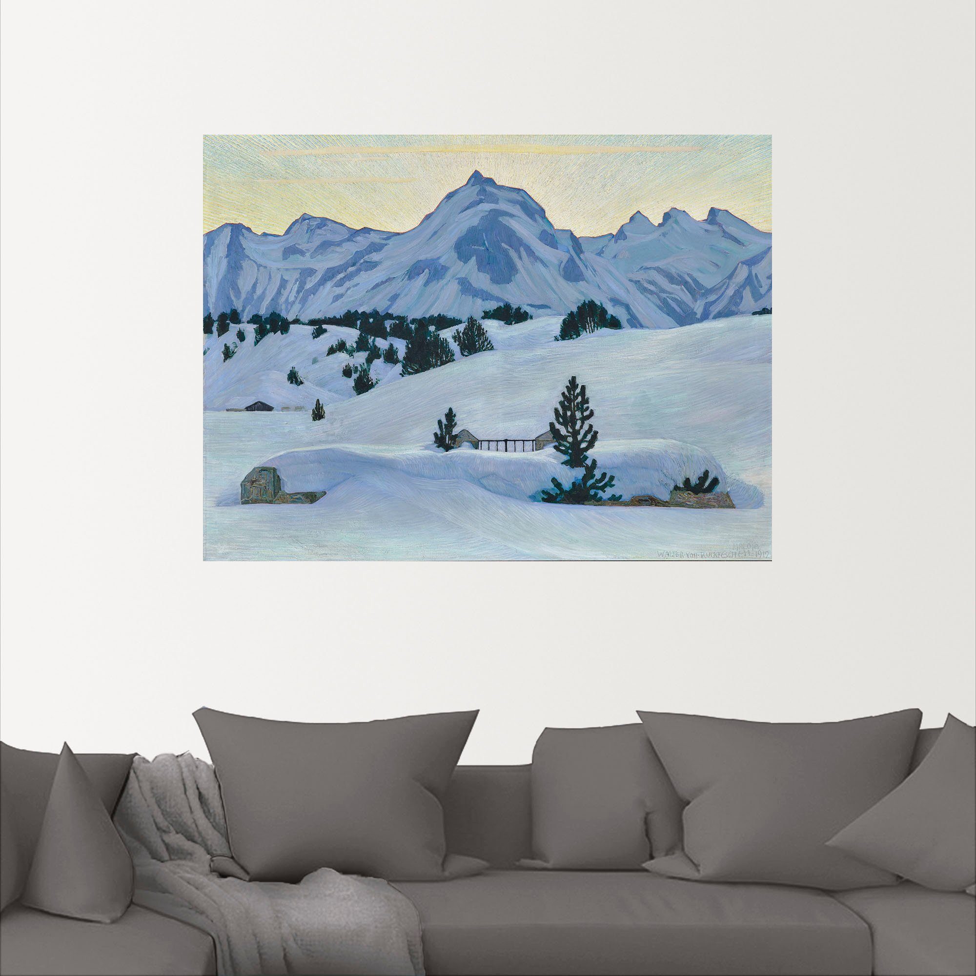 Wandaufkleber Leinwandbild, St), Poster Maloja. als 1912, bei oder Alubild, Alpenbilder Winterlandschaft versch. Berge & Größen (1 in Artland Wandbild