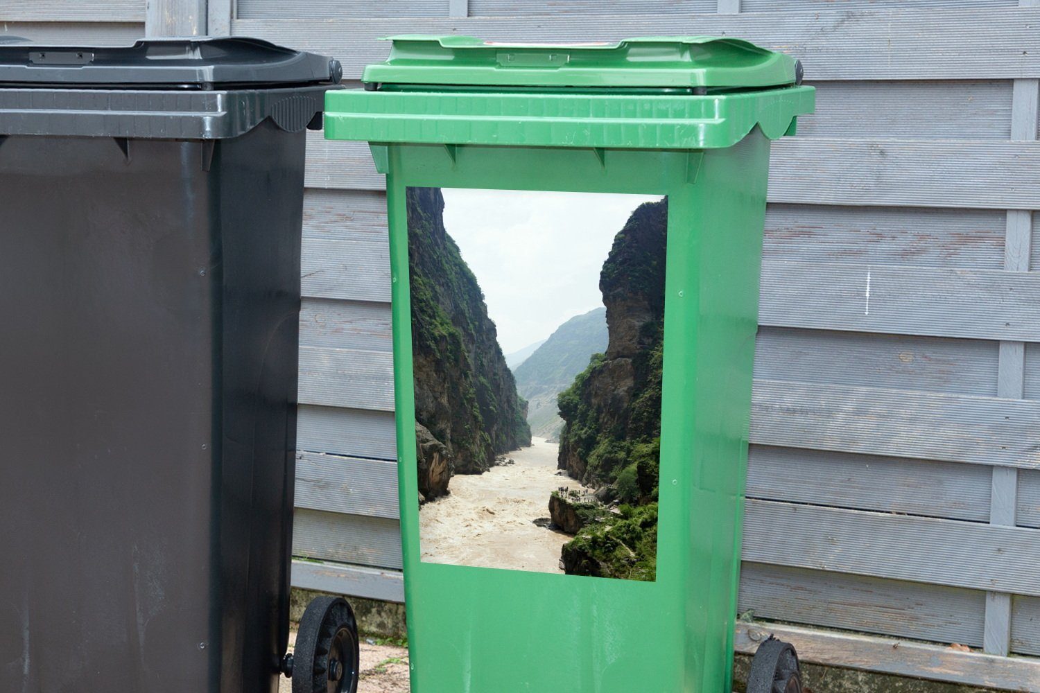Tigerschlucht St), Mülleimer-aufkleber, Wandsticker Sticker, der (1 Fluss MuchoWow Fließender China Container, in in Abfalbehälter Mülltonne,