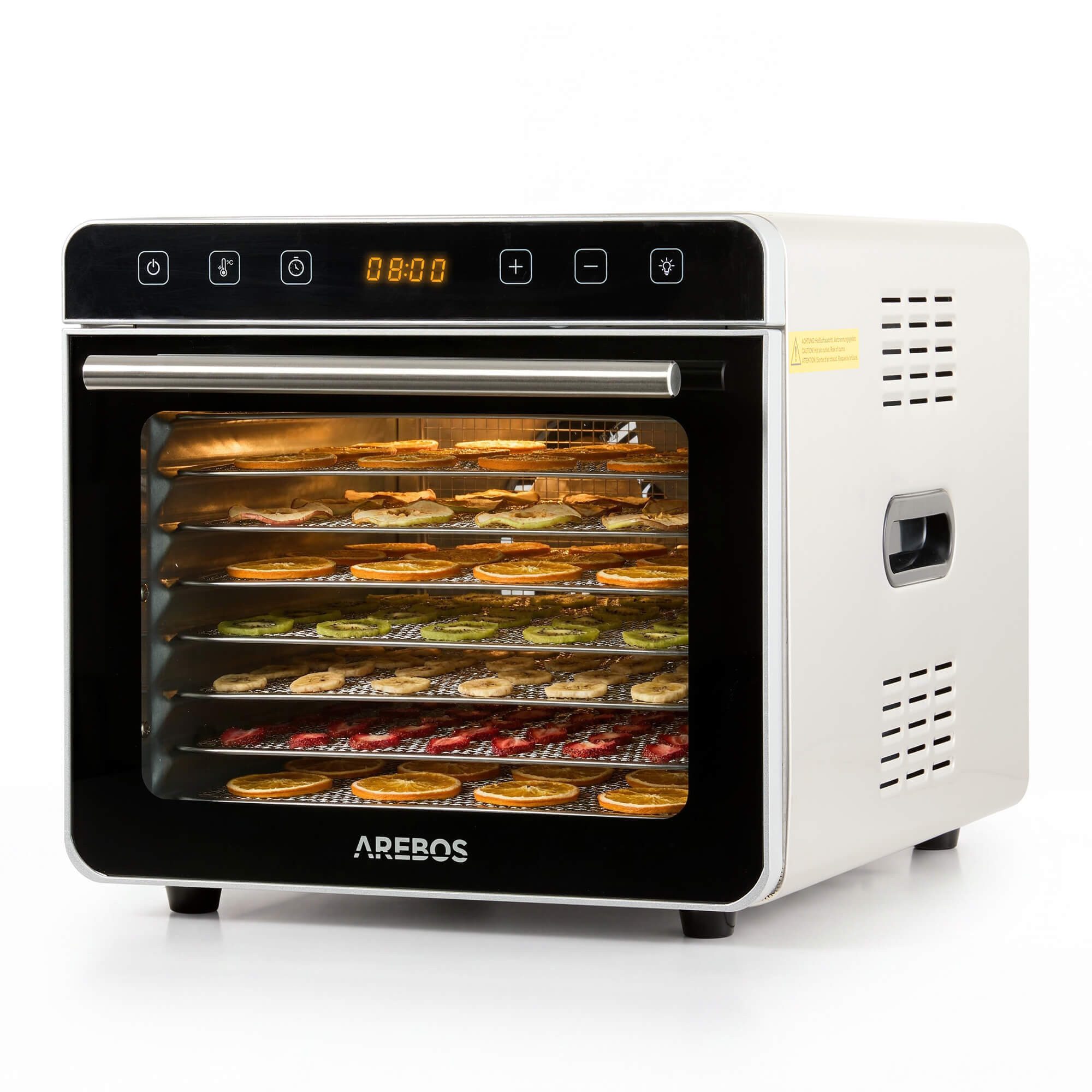 Arebos Dörrautomat Dörrgerät 19L mit Edelstahlgittern & Timer 700 W, 8 Etagen, 19 L Fassungsvermögen, 700 W Leistung