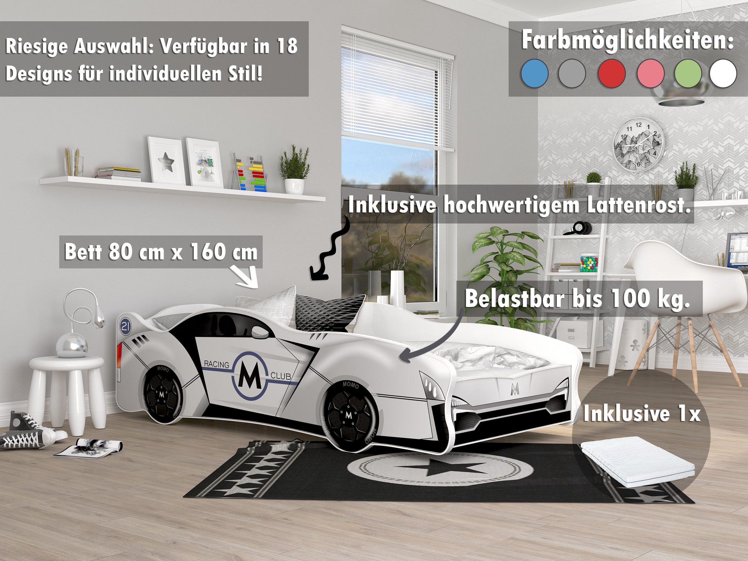 AJKmeble Autobett Kinderbett Jugendbett 80x160cm Gamerbett günstig online kaufen