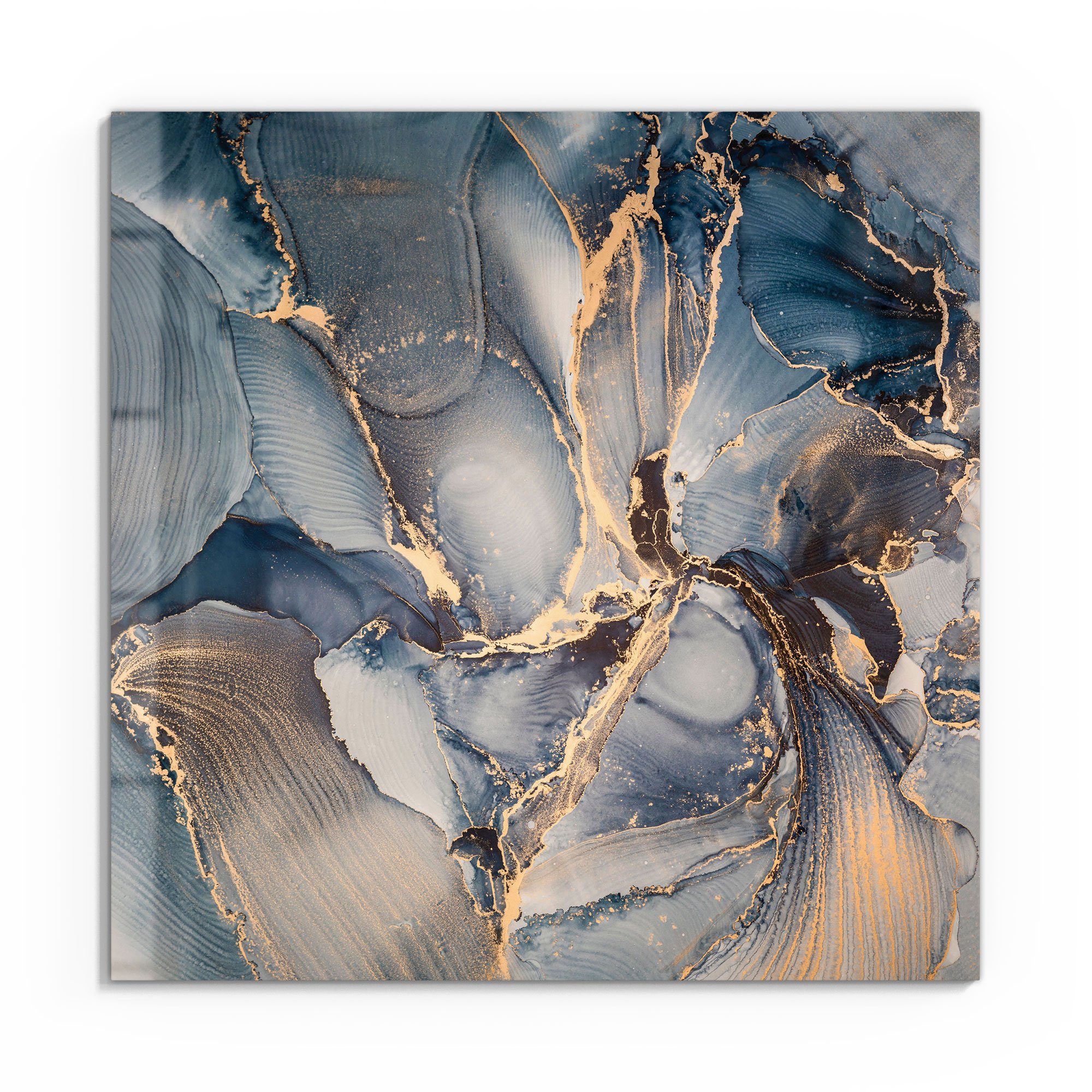 DEQORI Glasbild 'Marmor-Farbspiel mit Gold', 'Marmor-Farbspiel günstig online kaufen