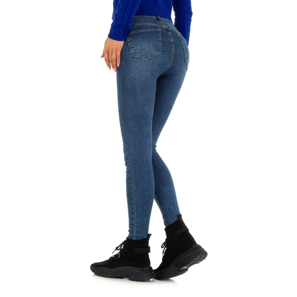 Blau Ital-Design Damen Skinny Jeans Freizeit Skinny-fit-Jeans Stretch in
