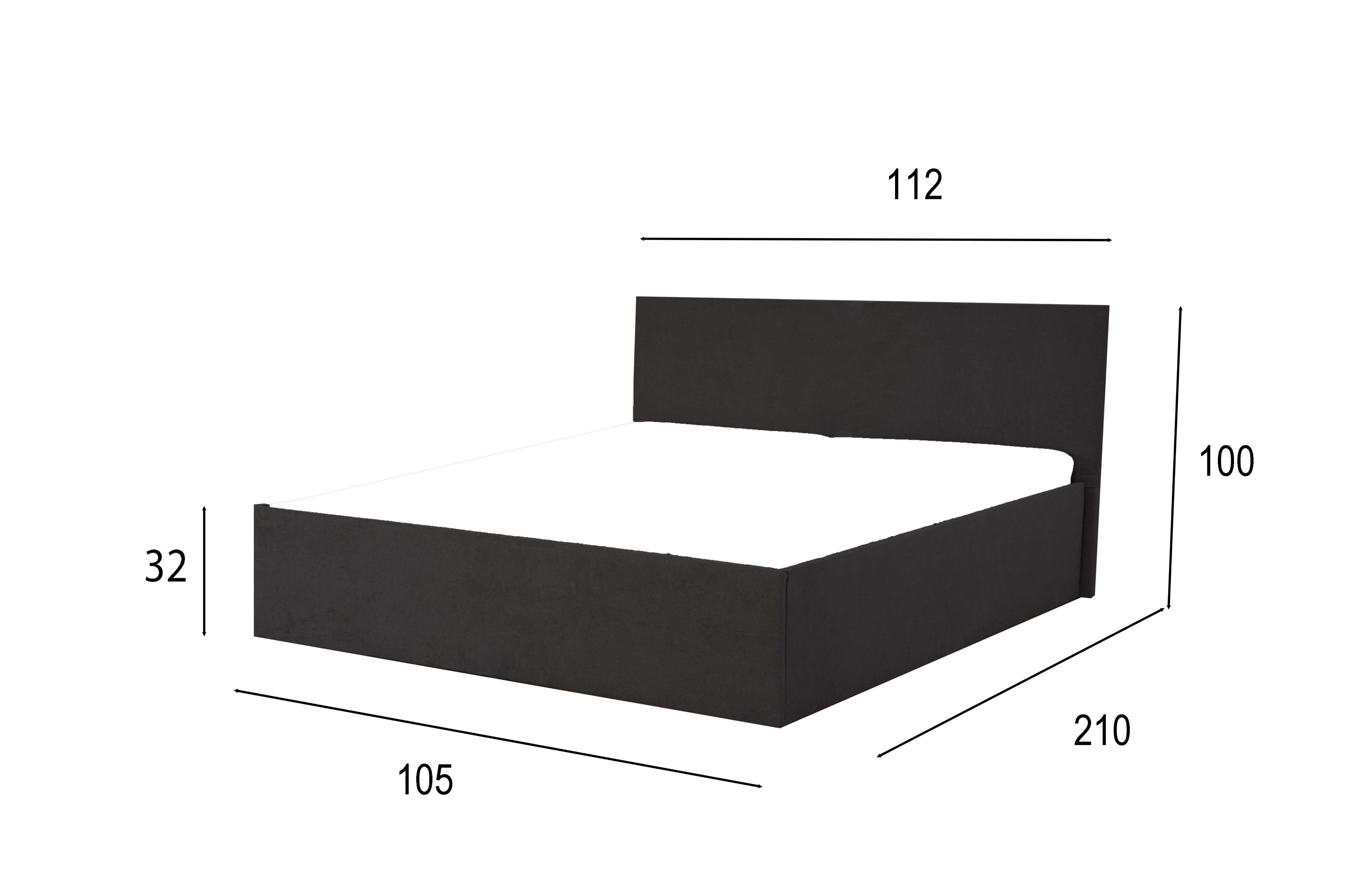 Halmon Schlafkomfort Betten Polsterbett Gent (Mit Stauraum unter der Liegefläche, erhältlich in 6 Größen und 8 attraktiven Farben mit oder ohne Matratze), Seitenhöhe 32 cm, inkl. Lattenrost bei Ausführung mit Matratze