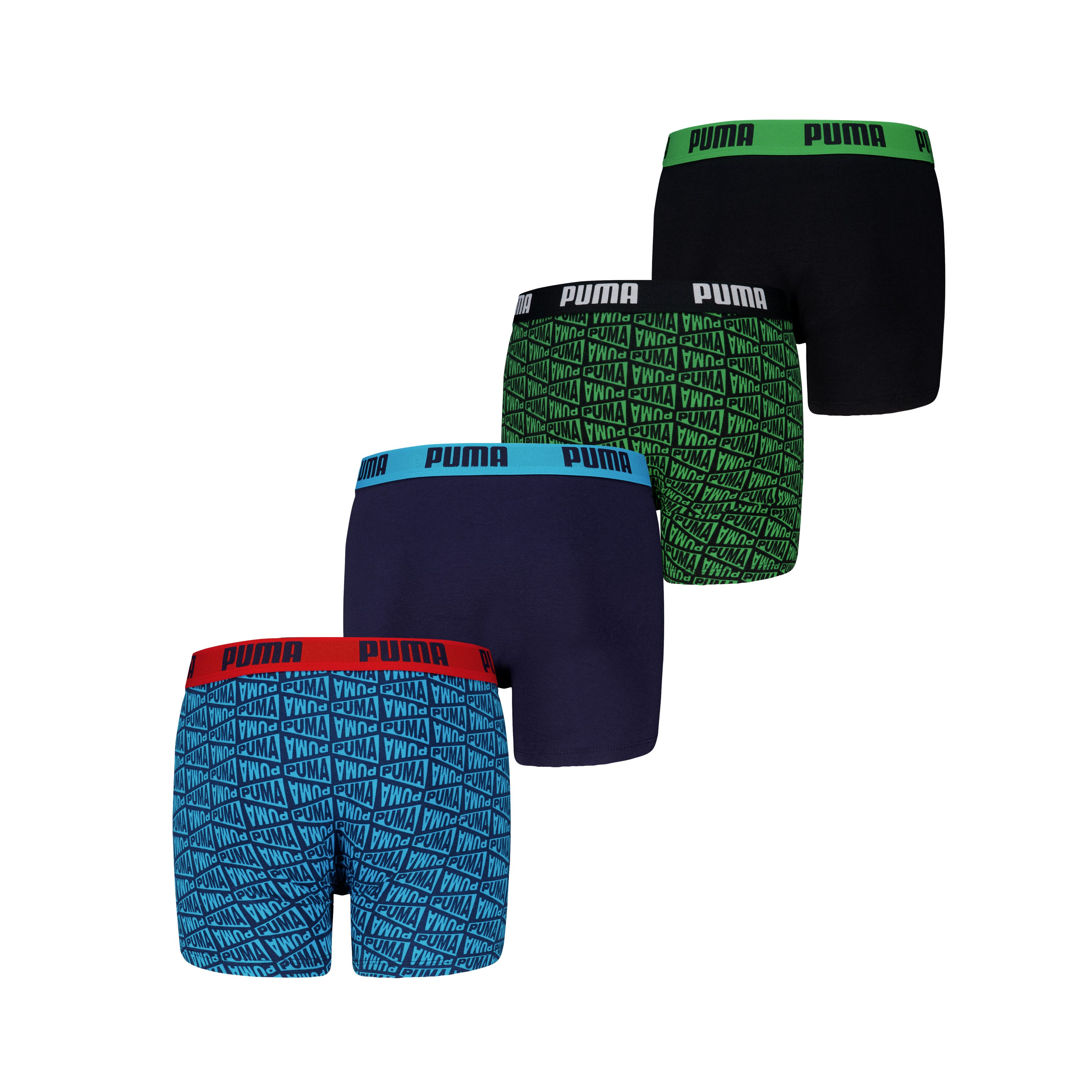PUMA Boxershorts PUMA BOYS FLAG PRINTED BOXERS (4er Pack) Logobund, Multipack