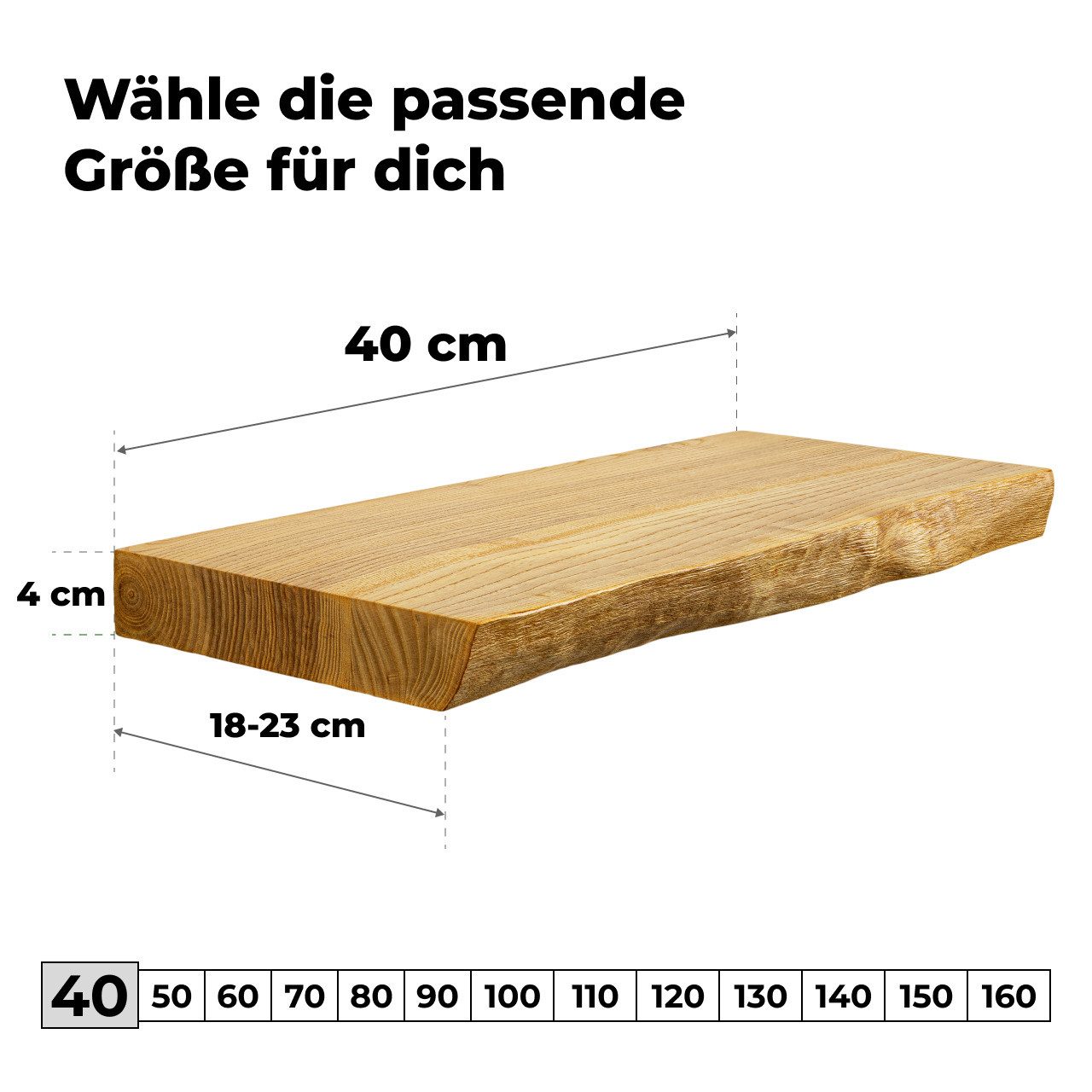 tømmermann Wandregal Schweberegal Holzregal mit Baumkante günstig online kaufen