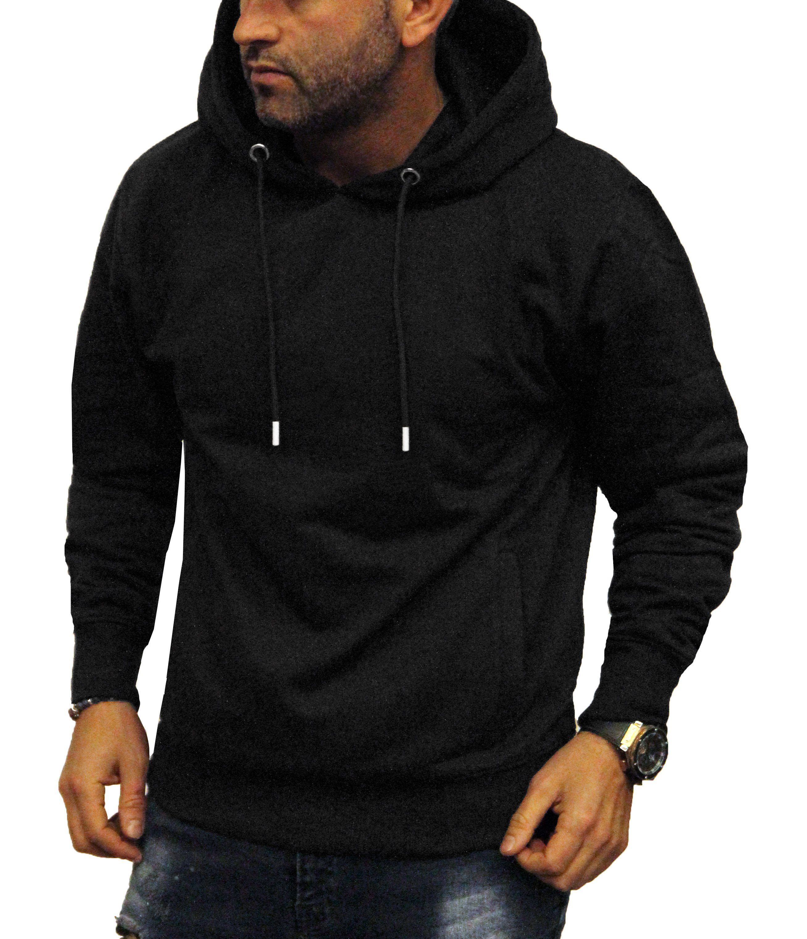Kapuzenpullover Herren Hoodie Pullover mit Kapuze Langarmshirt Longsleeve mit Taschen