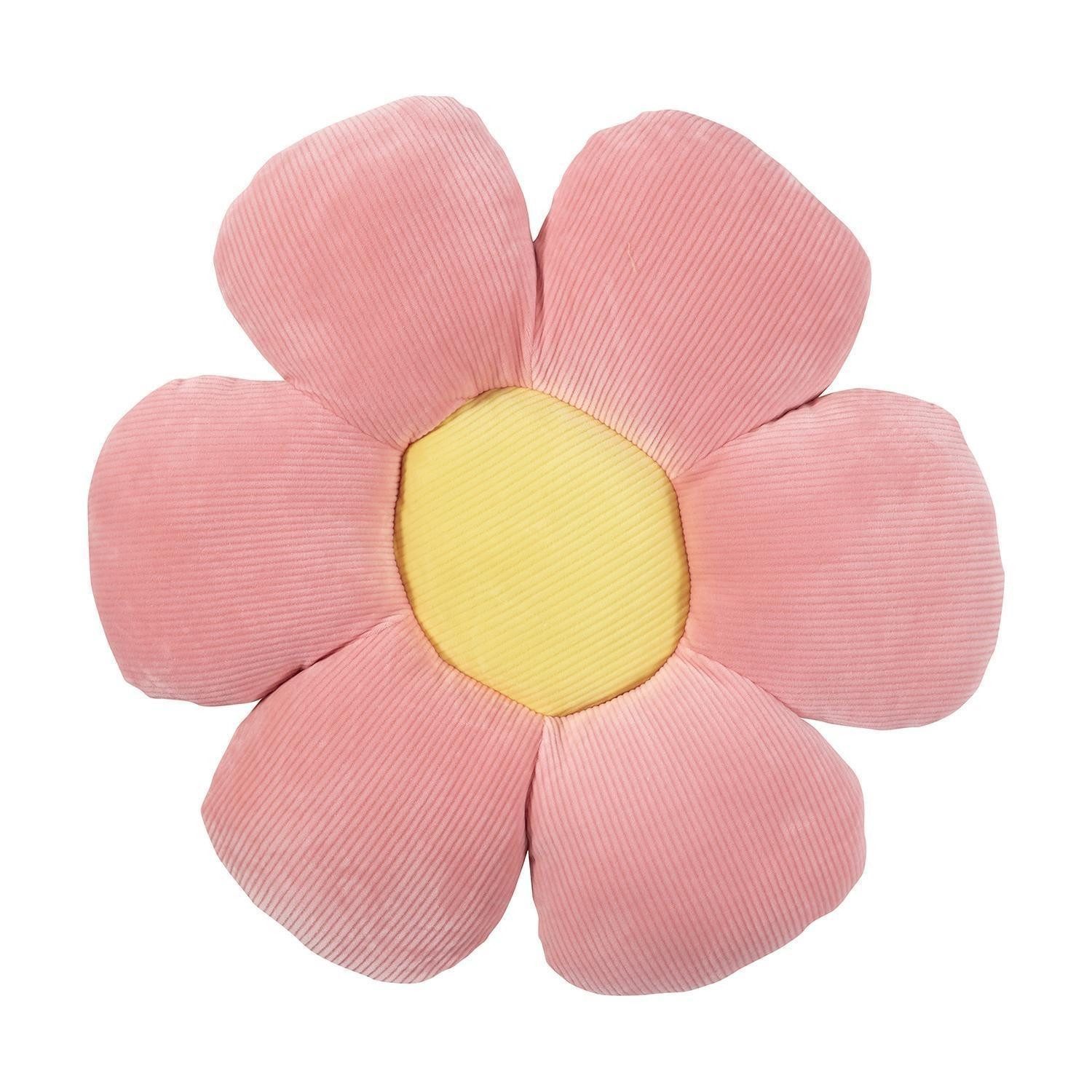 Magma Heimtex Декоративные подушки MINNIE, Ø 50 cm, Rosa, Gelb, Polyester, Blume, Cordsamt-Optik, waschbar