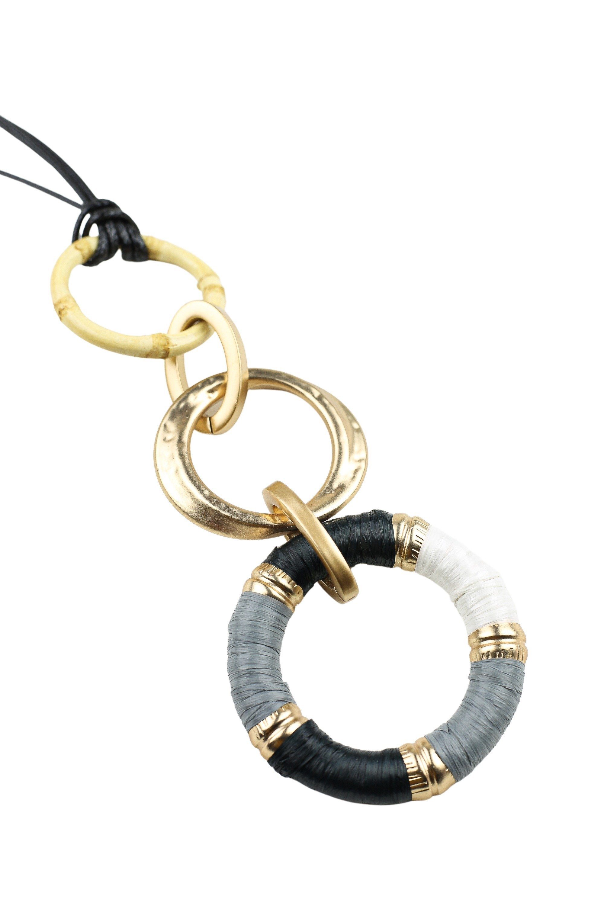 COLLEZIONE ALESSANDRO Lange Kette Esmeralda, mit drei verschiedenen Anhängern in Ringform