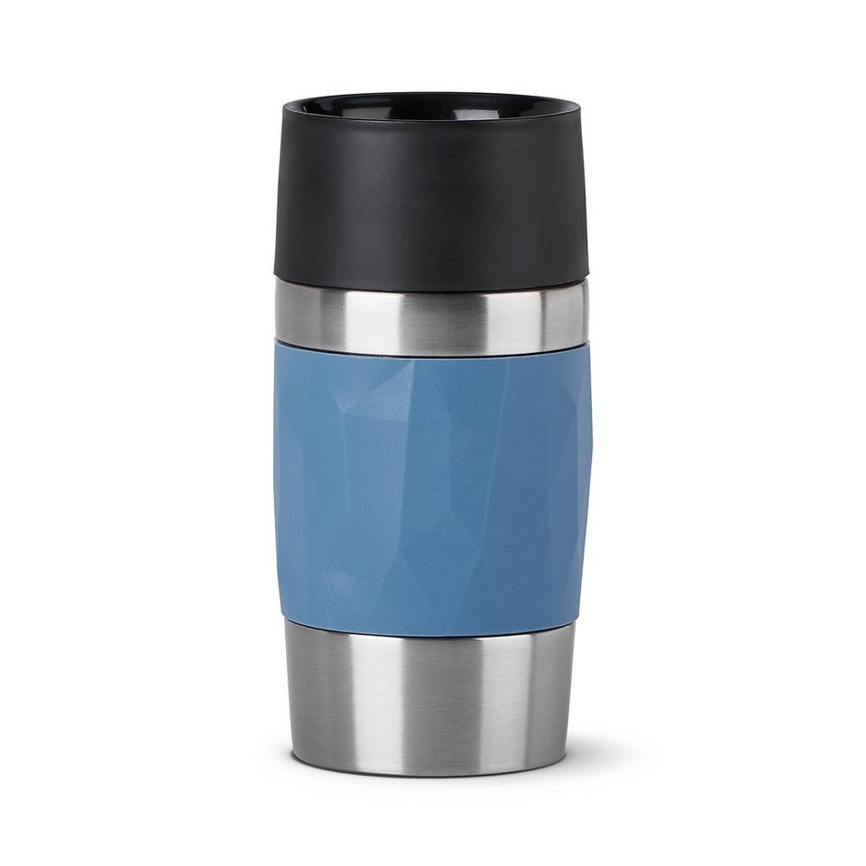 Emsa Thermobecher Travel Mug Compact, Edelstahl, Kunststoff, Silikon, 0,3L,  Edelstahl, 3h warm/6h kalt, 360°Trinköffnung, spülmaschinenfest