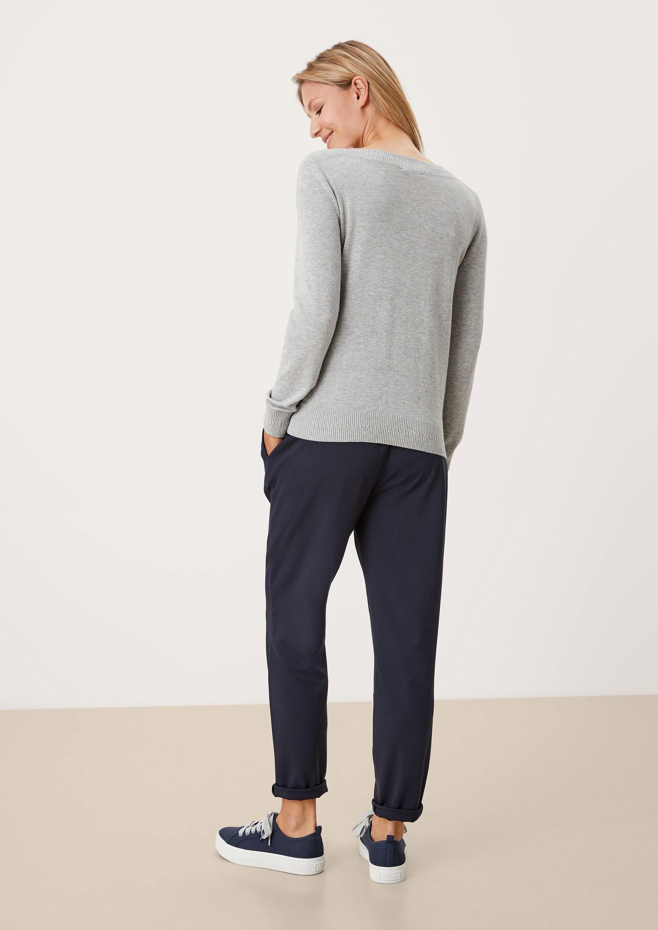 s.Oliver Longpullover Strickpullover Pullover mit U-Boot-Ausschnitt