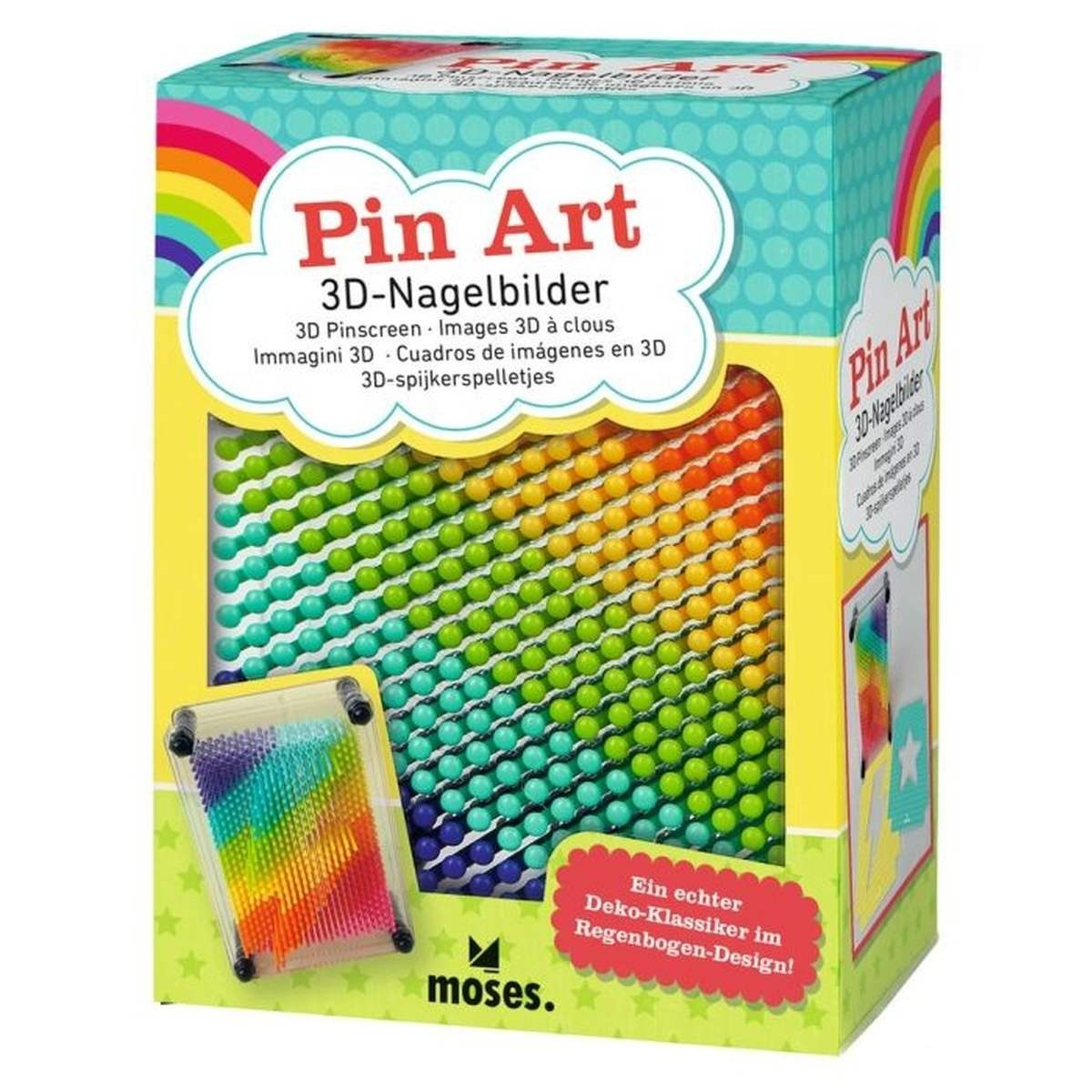 Spiel 3D-Nagelbild Regenbogen Pin Art, inkl. Schablonen, ab 6 Jahren