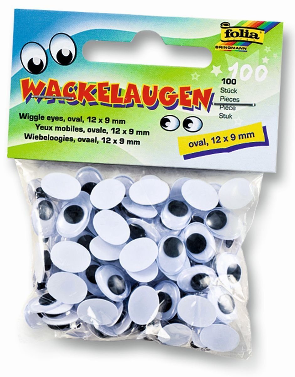 Folia Bastelnaturmaterial Folia 751209 Wackelaugen Ø 12 x 9 mm, oval, 100 Stück