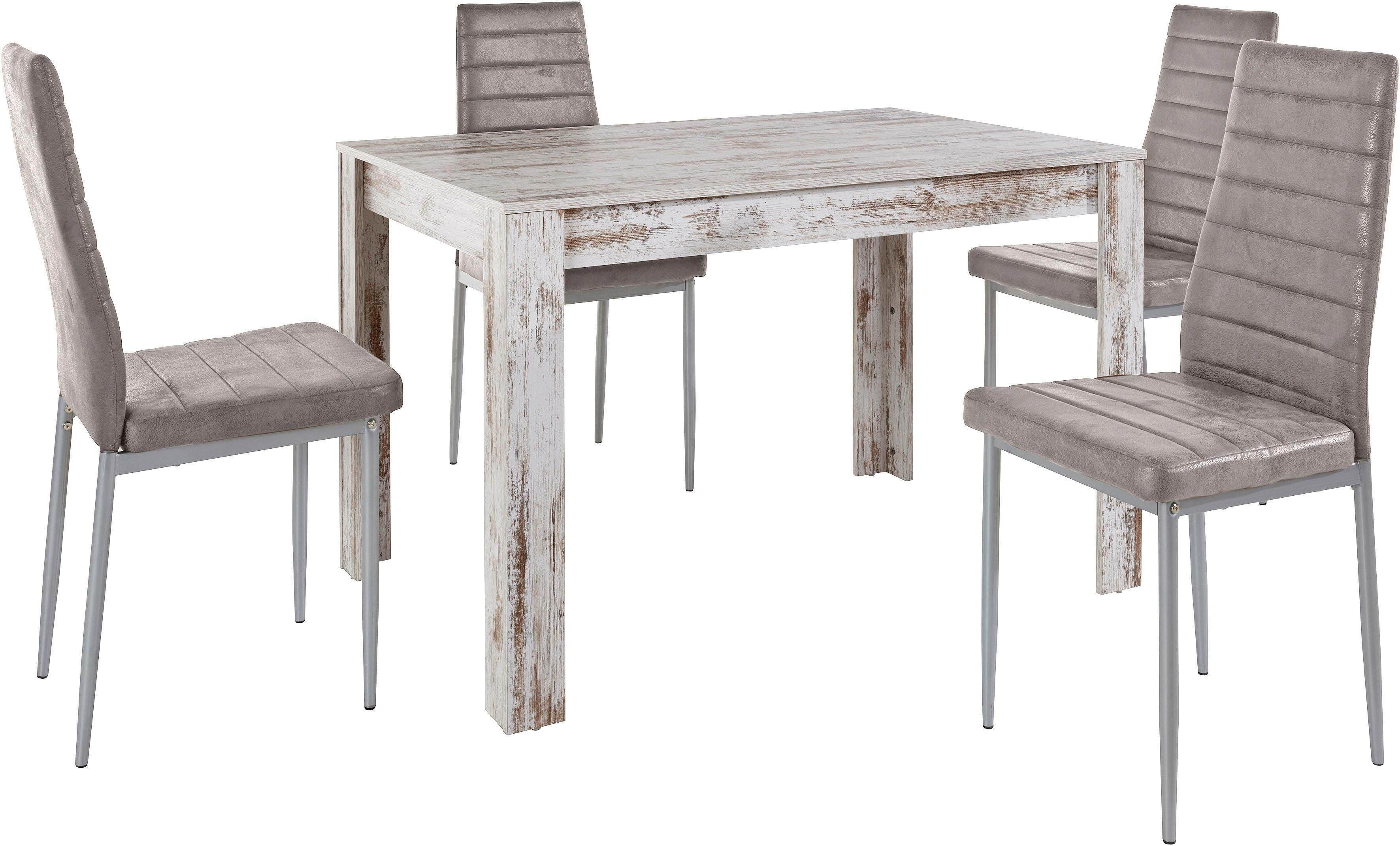 INOSIGN Essgruppe, 1 Bestehend aus Tisch Stühlen cm) 120 und 5-tlg), 4 (Breite (Set