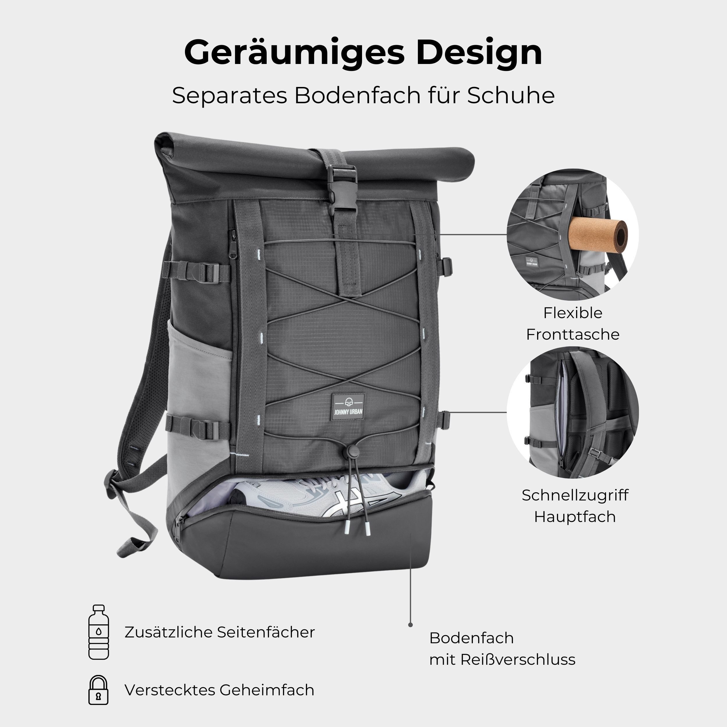 Johnny Urban Cityrucksack Allen Large Move, Rolltop Damen Herren (1-tlg), Wandern, Trekking, Outdoor, Wasserabweisend