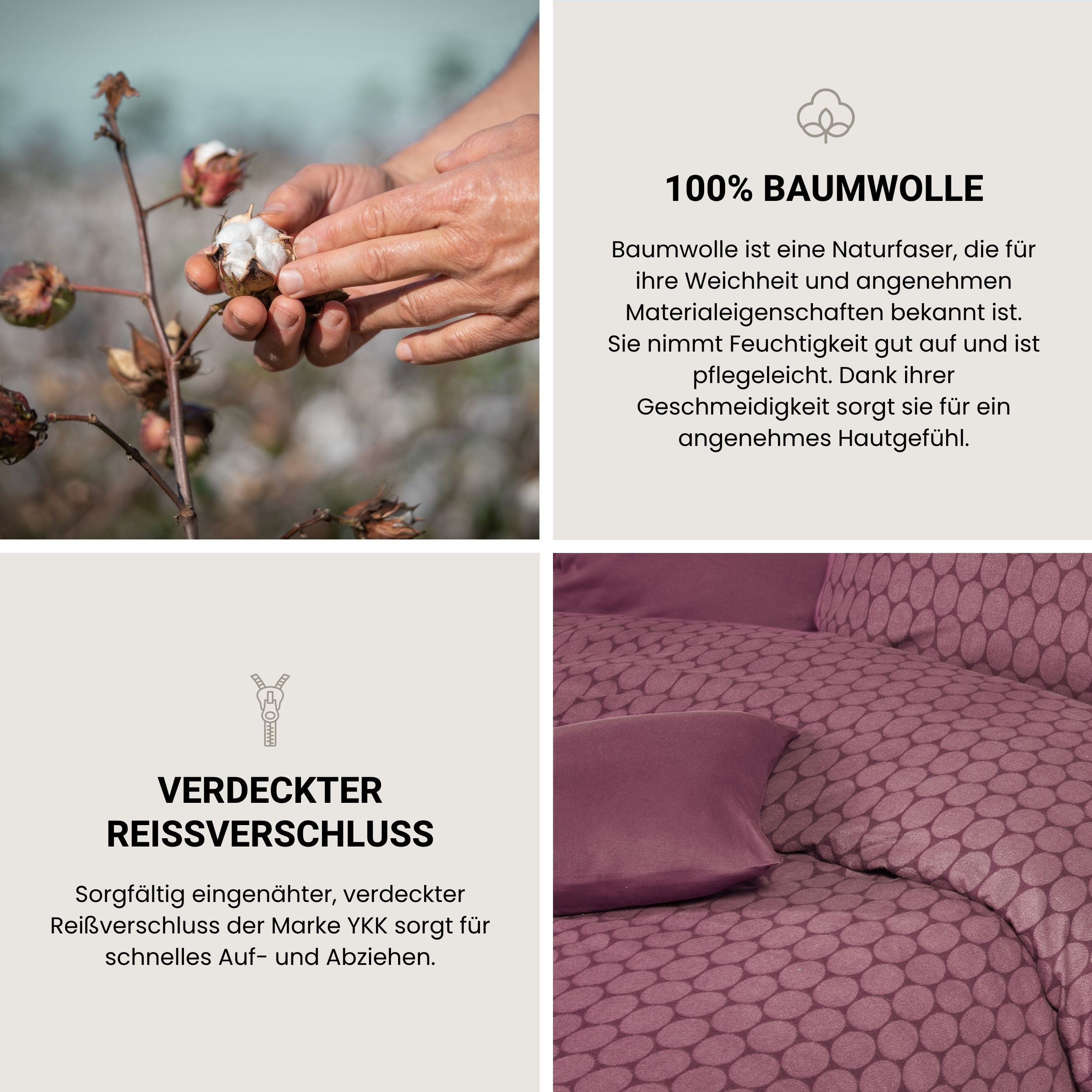 Schiesser Bettwäsche Drops aus wärmender Feinbiber-Qualität mit dezentem Grafikprint, Feinbiber, 2 teilig, OEKO-TEX® MADE IN GREEN – Bild 3 von 5