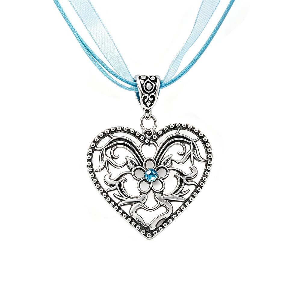 nsihing Schmuckset Trachtenschmuck,bayerischer Dirndl-Schmuck,Bierfest Herz-Halskette (1-tlg), Bayerische Trachtenkette mit Strass-Herzanhänger und für Damen