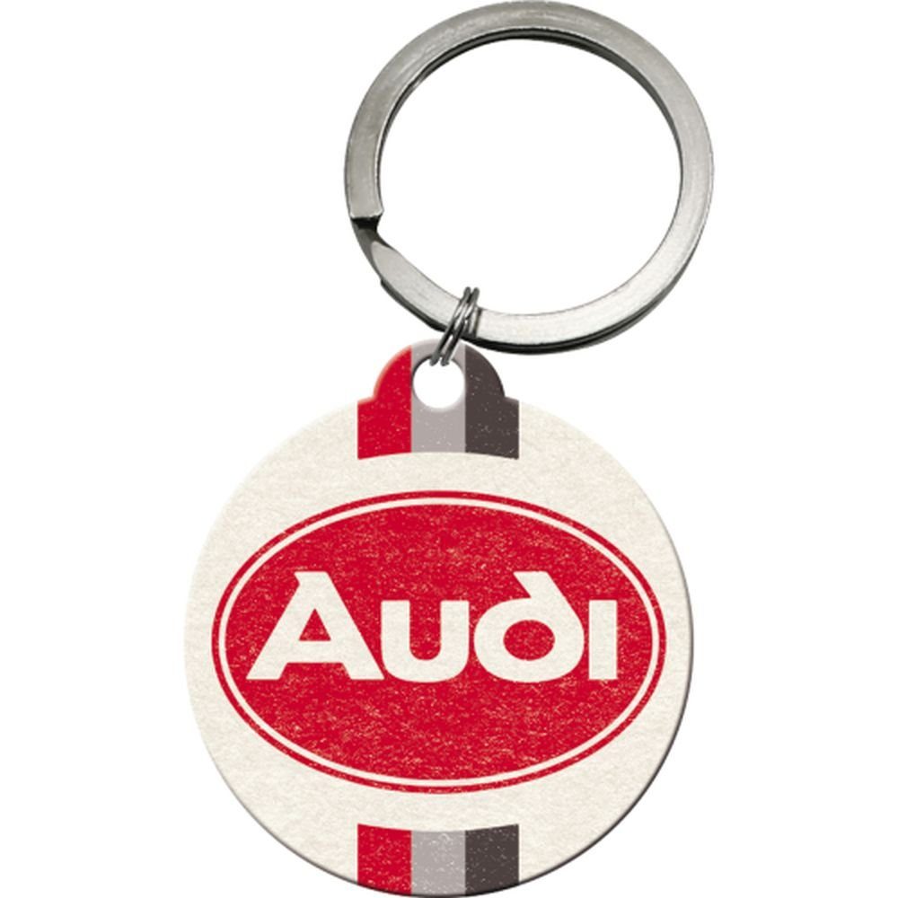 Nostalgic-Art Schlüsselanhänger mit Gravur Edelstahl Schlüsselanhänger Ø 4cm - Audi Logo
