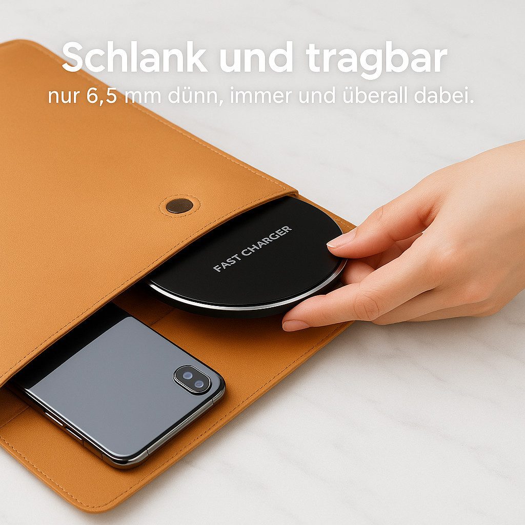 Alpha Electronics Qi Ladegerät für iPhone Wireless Charger Induktions-Ladegerät (1,1 mA, Sparset, 2-tlg., Universalkompatibilität, Fast Charge, QI Ladestation)