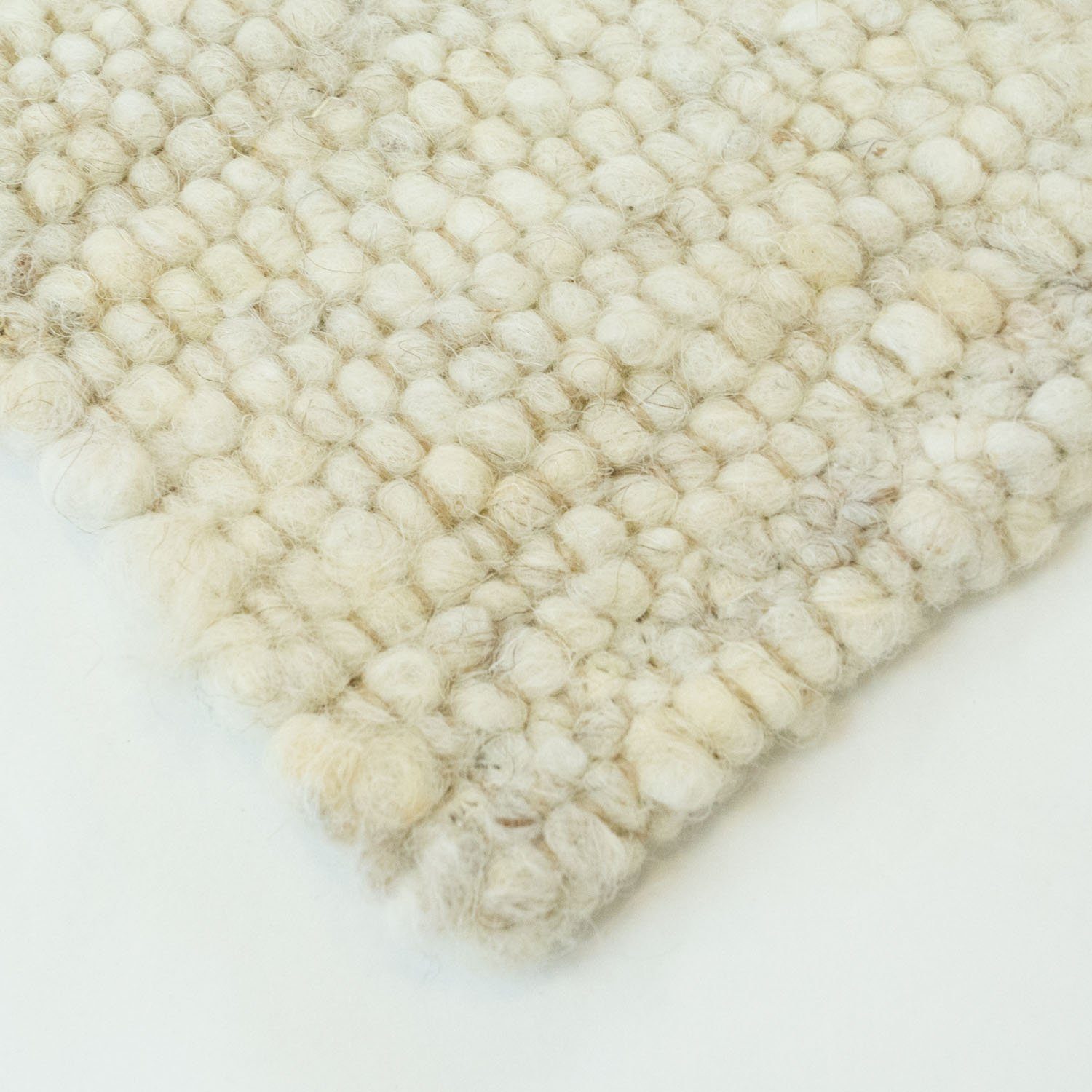 TaCa Home Wollteppich Handweb Woll-Teppich, rechteckig, Höhe: 10 mm, Beige Meliert - 70 x 130 cm